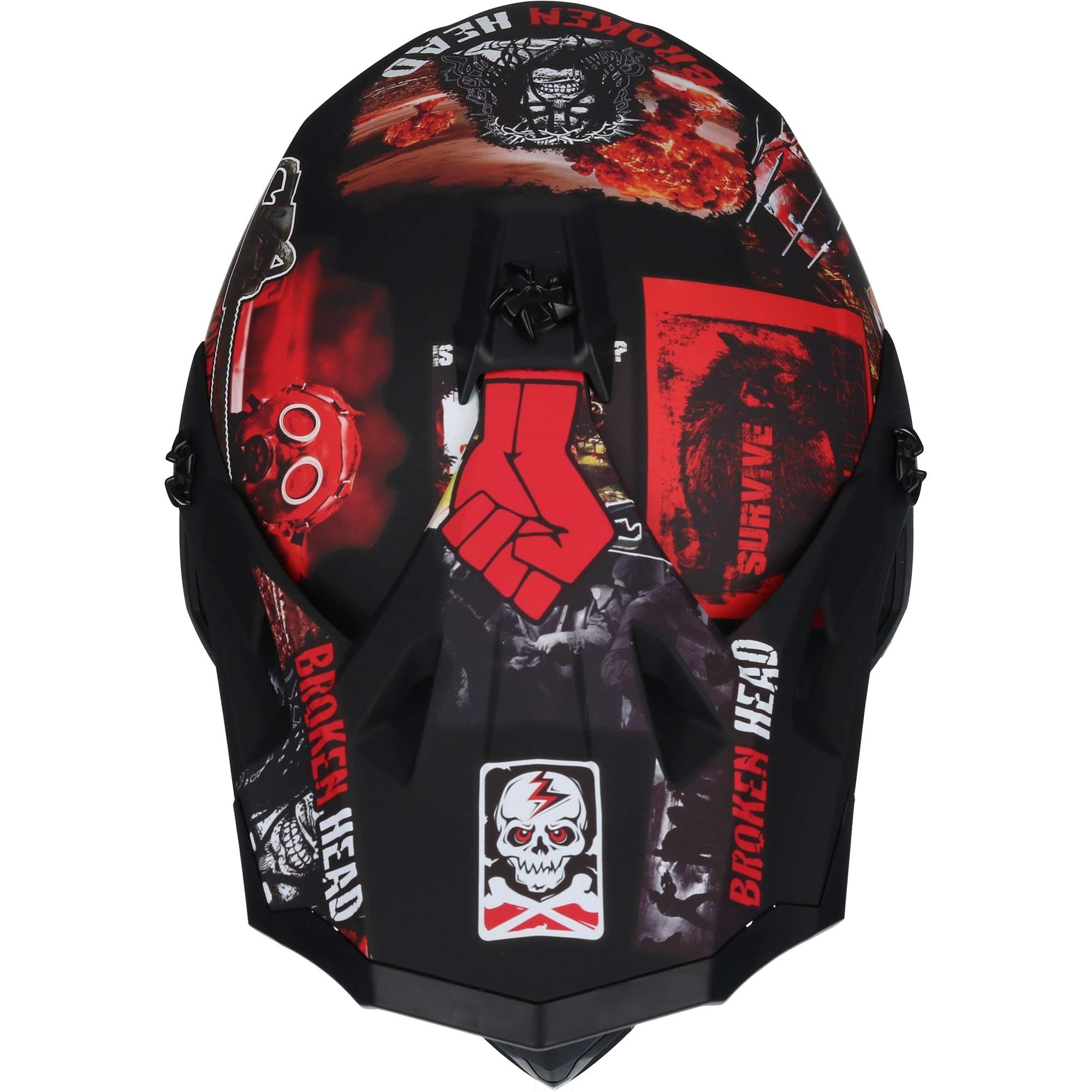 Motorradhelm Resolution rot, verstellbarer Helmschirm