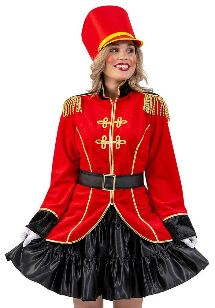 Karneval-Klamotten Kostüm Garde Damen rote Jacke mit Epauletten und Goldband, Show Jacke Frack Frauenkostüm Prunksitzung Partnerkostüm Karneval