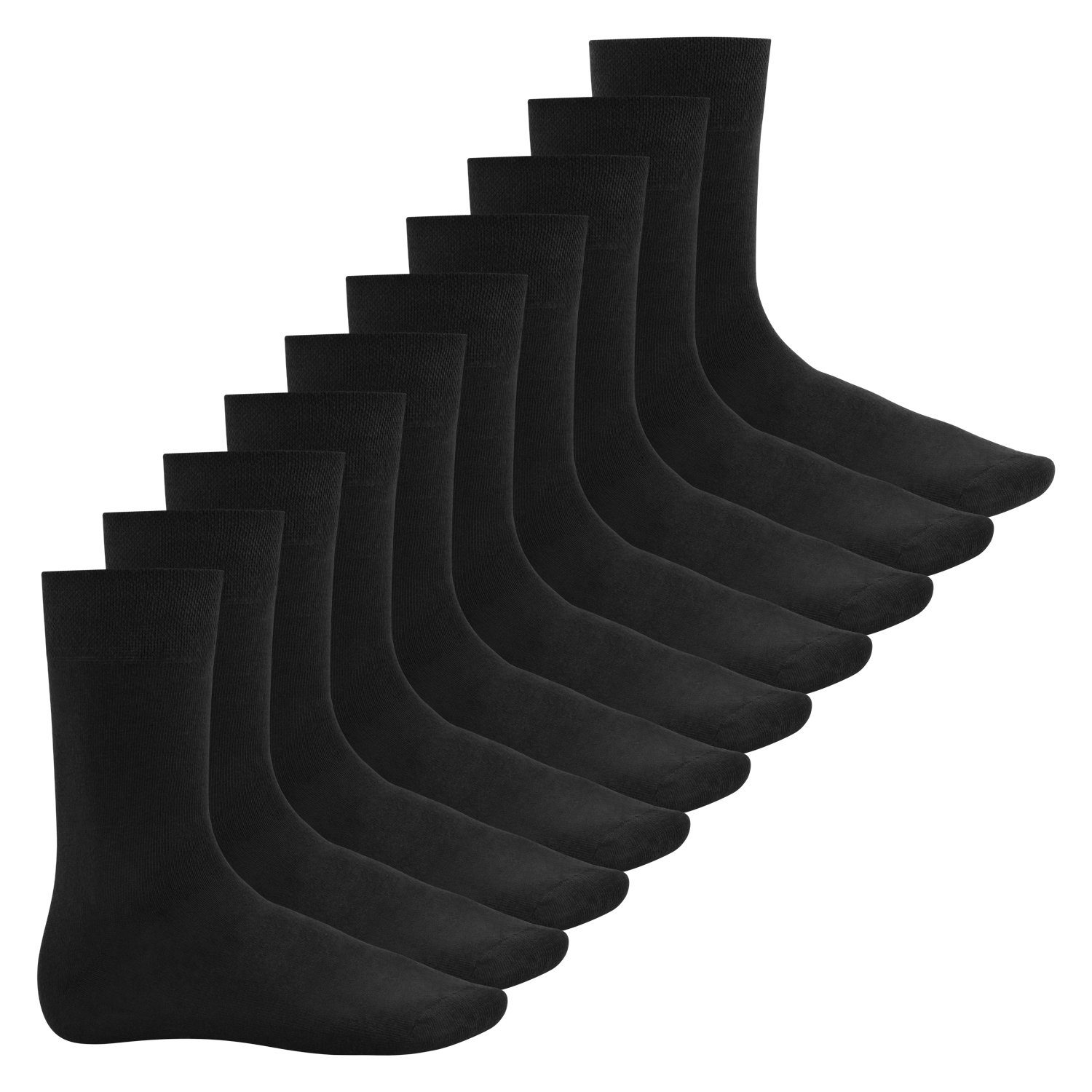 Footstar Basicsocken Everyday! Herren Socken (10 Paar) Baumwolle, gekettelte Spitze Schwarz | Socken