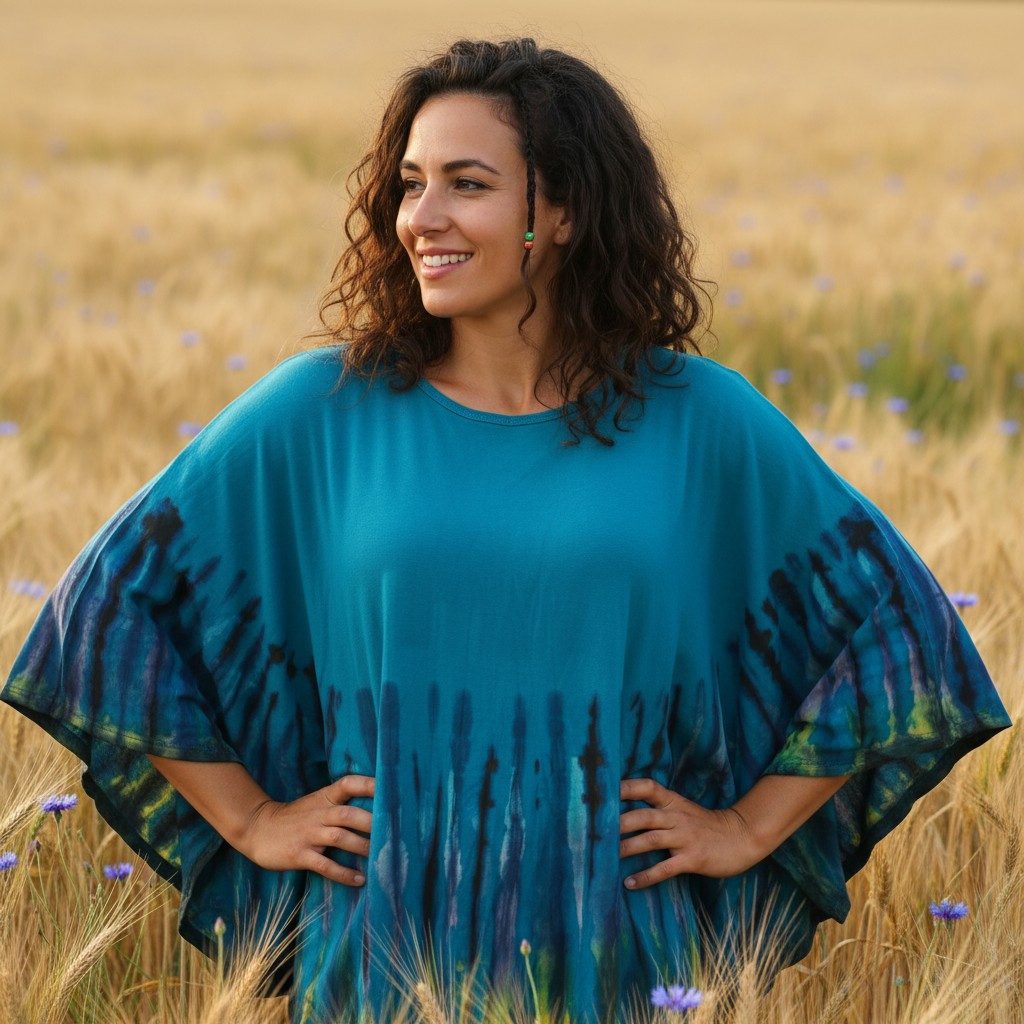Guru-Shop Longbluse Batik Poncho, Tunika, Boho Kaftan, Unikat.. alternative günstig online kaufen