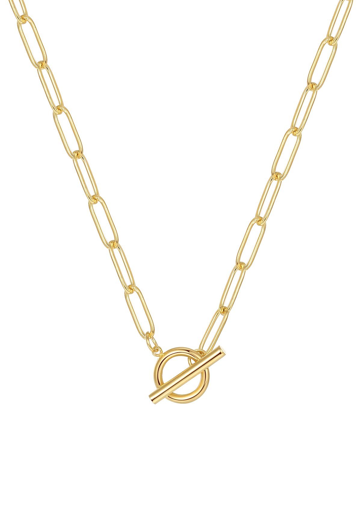 Hey Happiness Edelstahlkette Damen Kette 18K Gold Roségold großgliedrig, mit Knebelverschluss, Halskette T-Steg, Gliederkette wasserfest