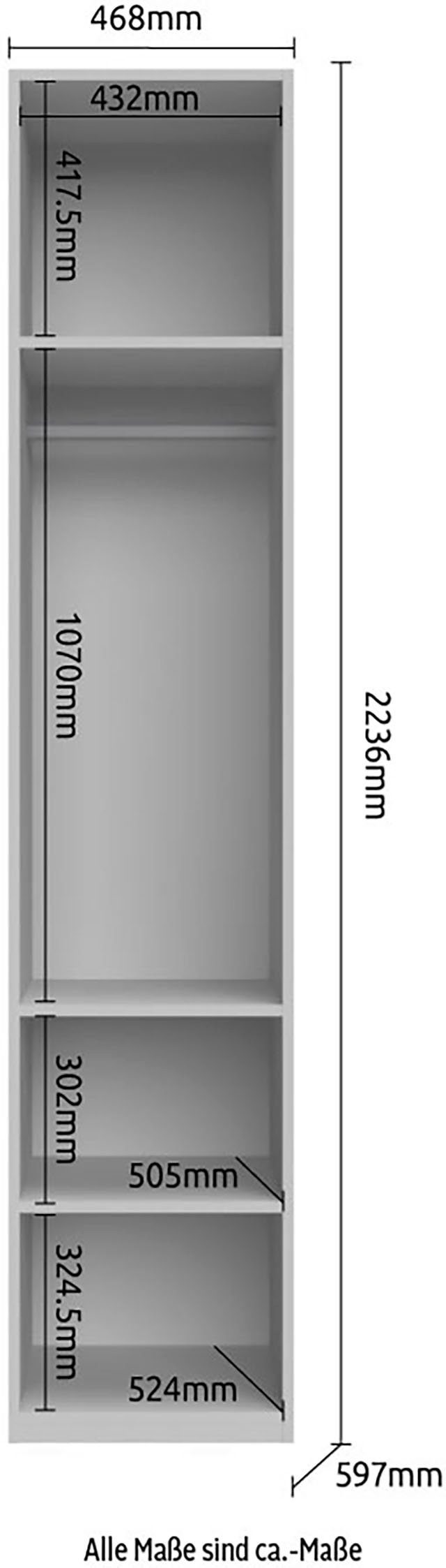 Soft-Close Kleiderschrank lackiert, Breiten Funktion, UV hochglänzend, Places Piano in Style of vielen