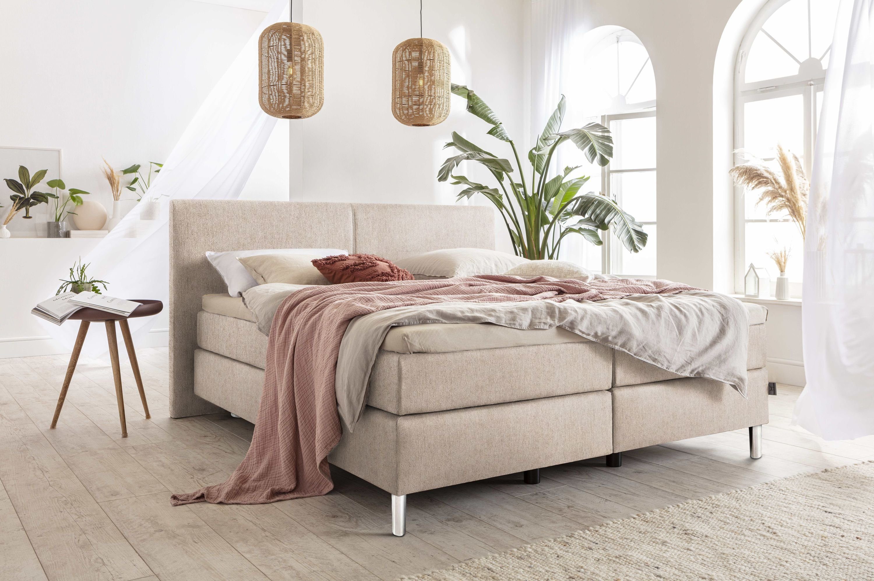 SANSIBAR Living Boxspringbett Boxspringbett SANSIBAR SVENDBORG LF 180x200 cm braun Box-Spring-Bett