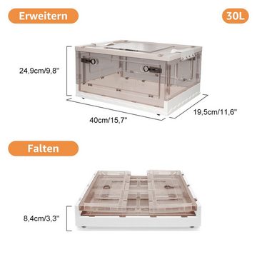 MULISOFT Aufbewahrungsbox 3x Faltbare Kunststoff Aufbewahrungsboxn Stapelbar mit Deckel, Räder (3 St), Plastikbox Stapelkisten Lagerboxen Ordnungsboxen für Schlafzimmer