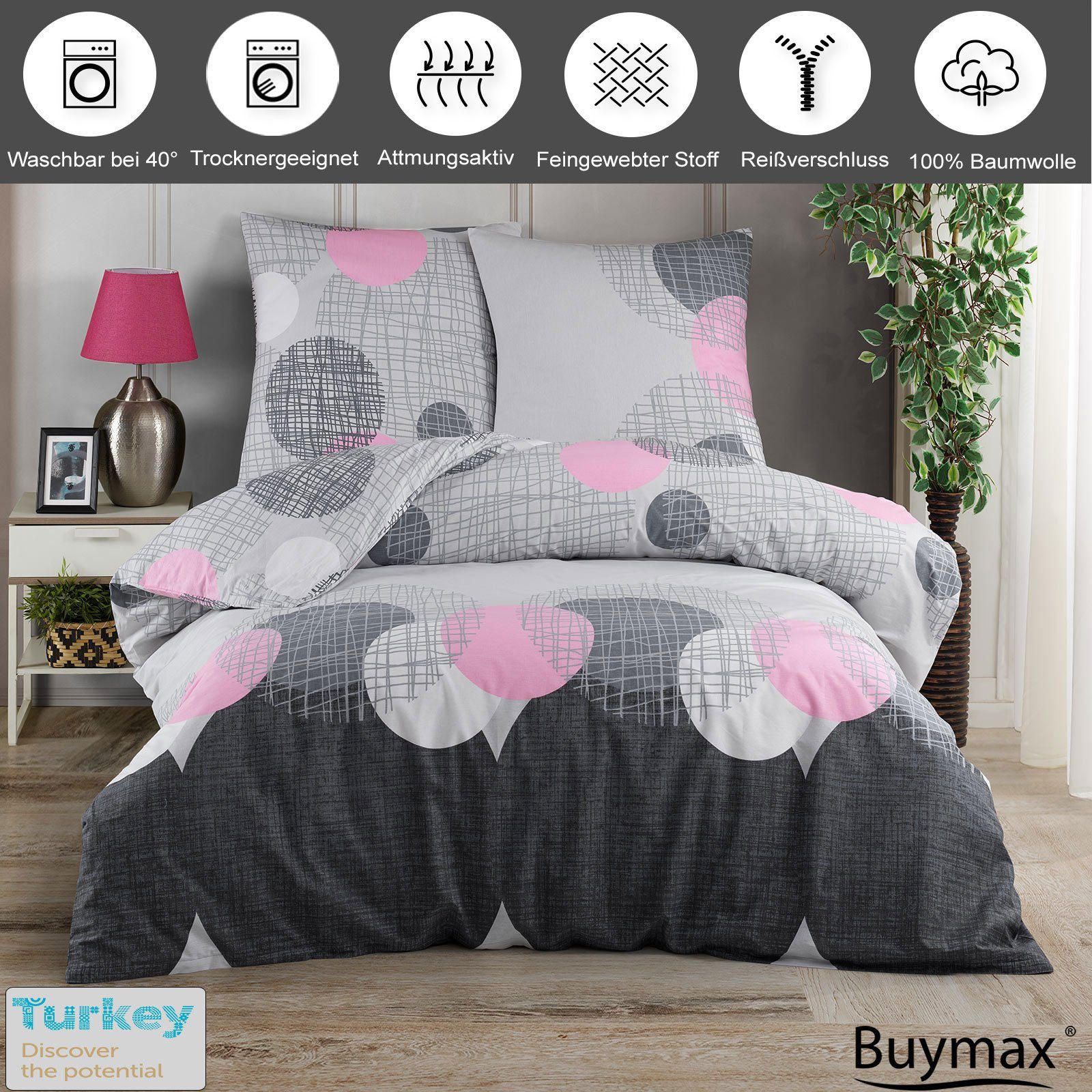 Buymax Bettwäsche Jadore, Renforce, 3 teilig, Bettbezug-Set 200x200 cm 100% günstig online kaufen