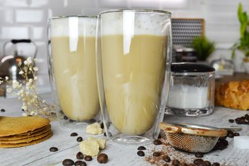 Sendez Thermoglas Doppelwandige Latte Macchiato Gläser 450ml Kaffegläser, 2 Stück