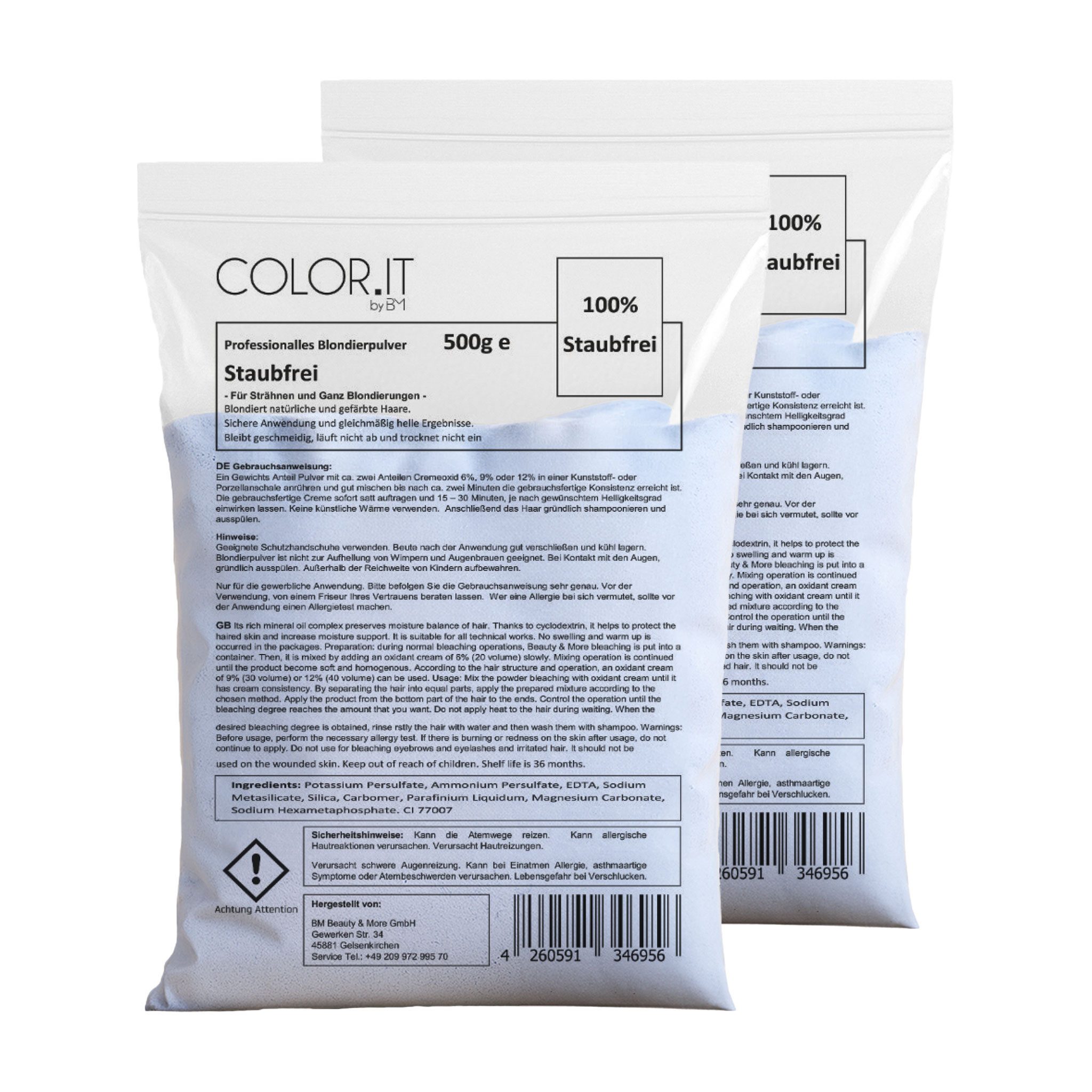 COLOR.IT Blondierpulver (2er Pack) 500g, Staubfreie Profi-Blondierung für Friseure
