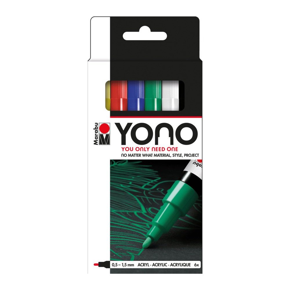 Marabu Acrylfarbe Marabu Acrylmarker Marker YONO Set 0,5-1,5mm 6 Teile