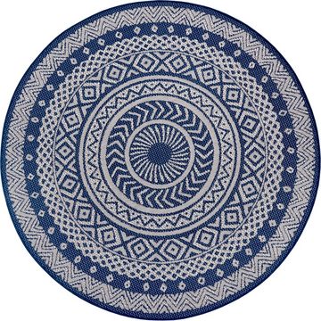 Teppich Sia, Leonique, rund, Höhe: 3 mm, Mandala Teppich, Boho, wetterfest & UV-beständig, besonders flach