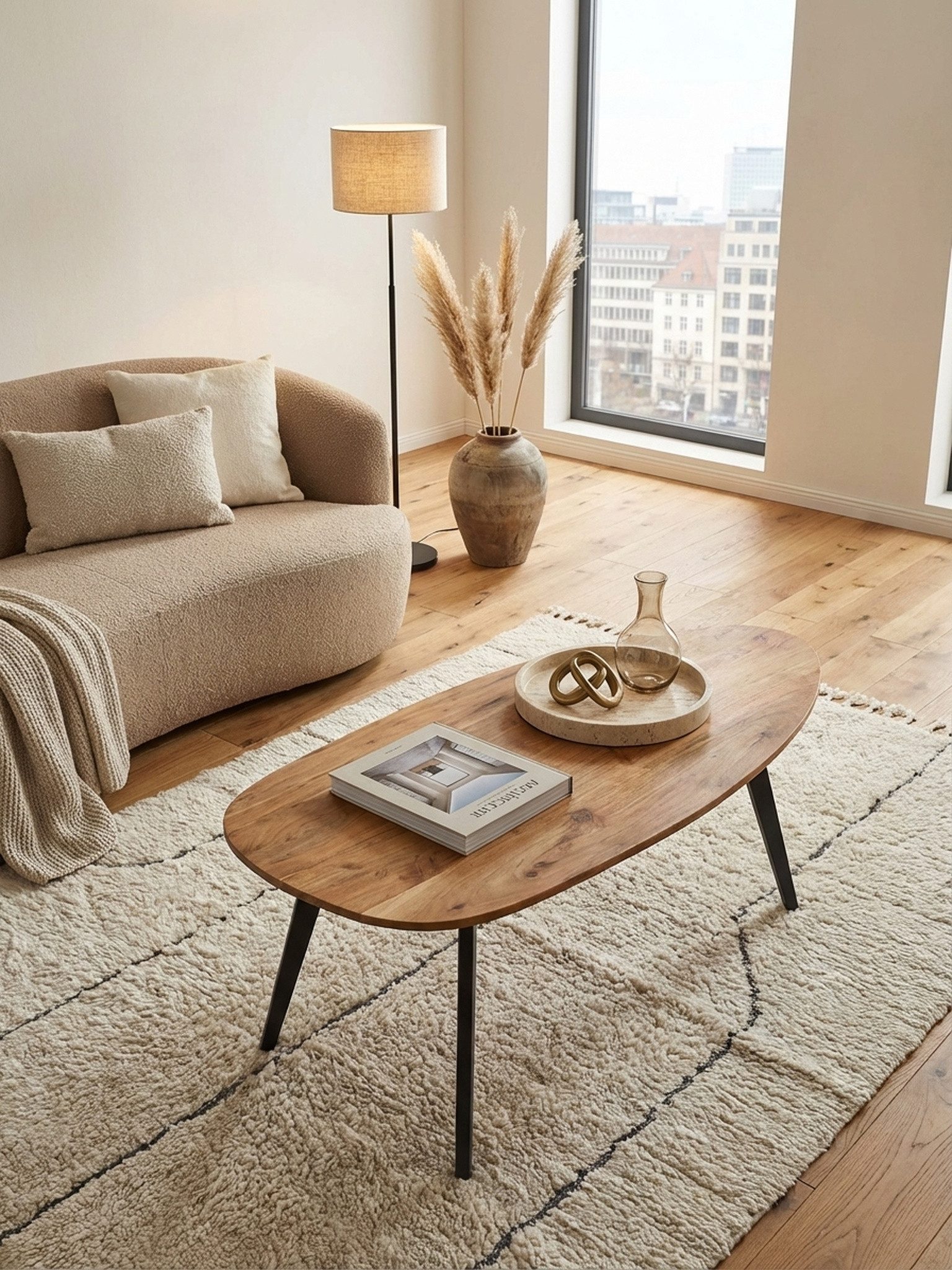 KADIMA DESIGN Couchtisch Couchtisch Akazie Massivholz 110 x 45 x 60 cm Wohnzimmertisch, Nierenform, Sofatisch Modern Holztisch, Tisch Wohnzimmer Holz/Metall