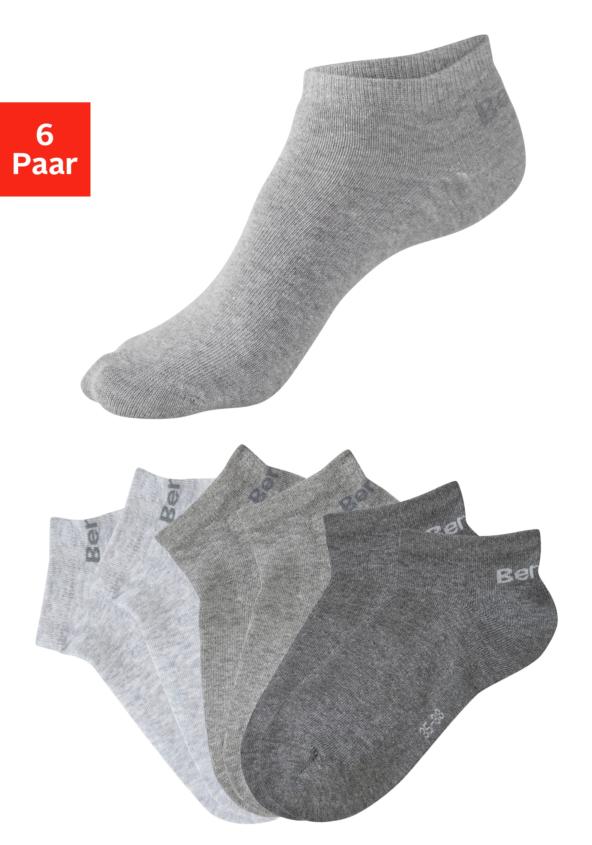 Bench. Sneakersocken für Damen und Herren in Baumwollmischung, für Sport und Freizeit (Packung, 6-Paar, Gr. 35-38 bis 43-46) mit klassischem Logoschriftzug, ohne Frottee