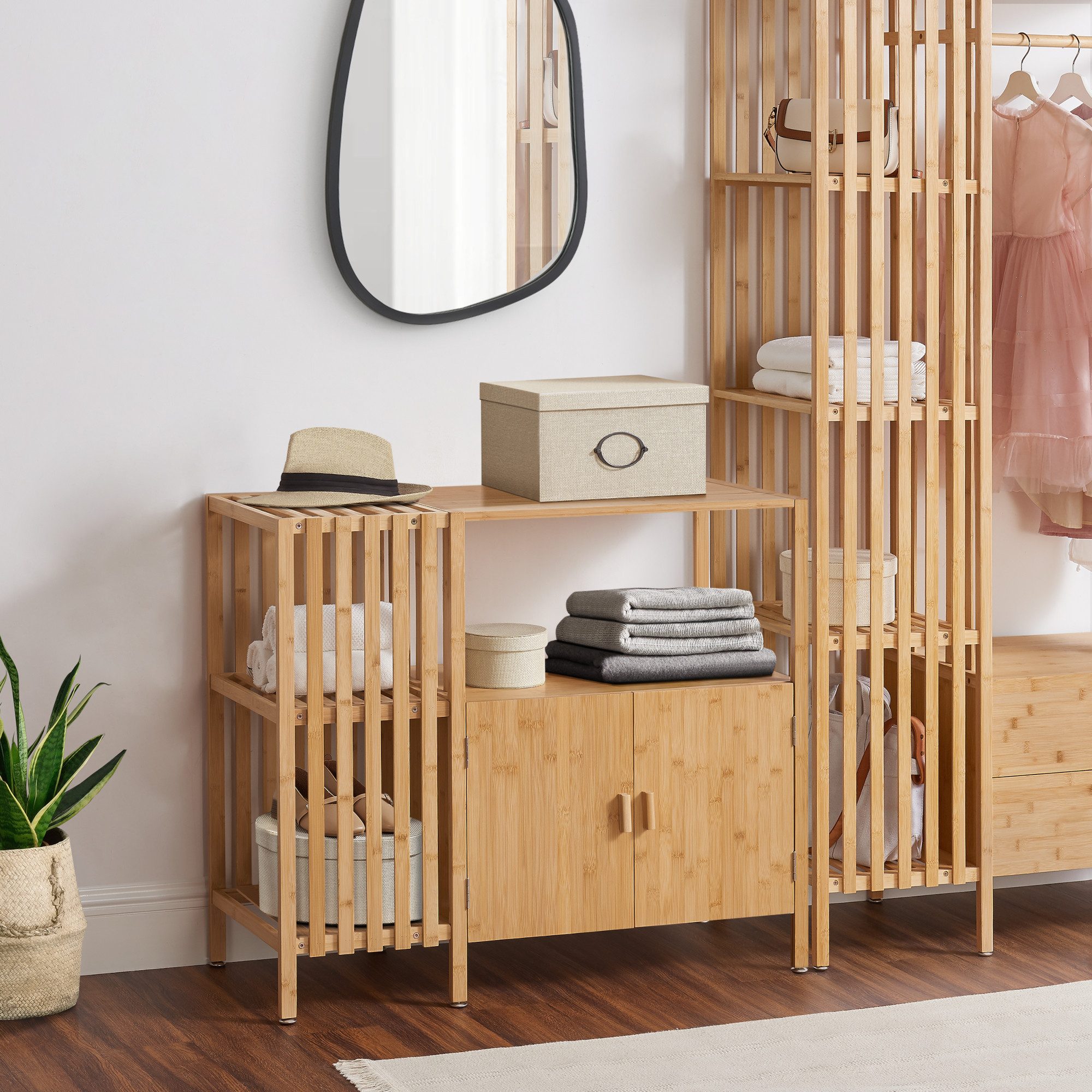 en.casa Beistellschrank »Varanger« 93,5x40x80cm Bambus günstig online kaufen