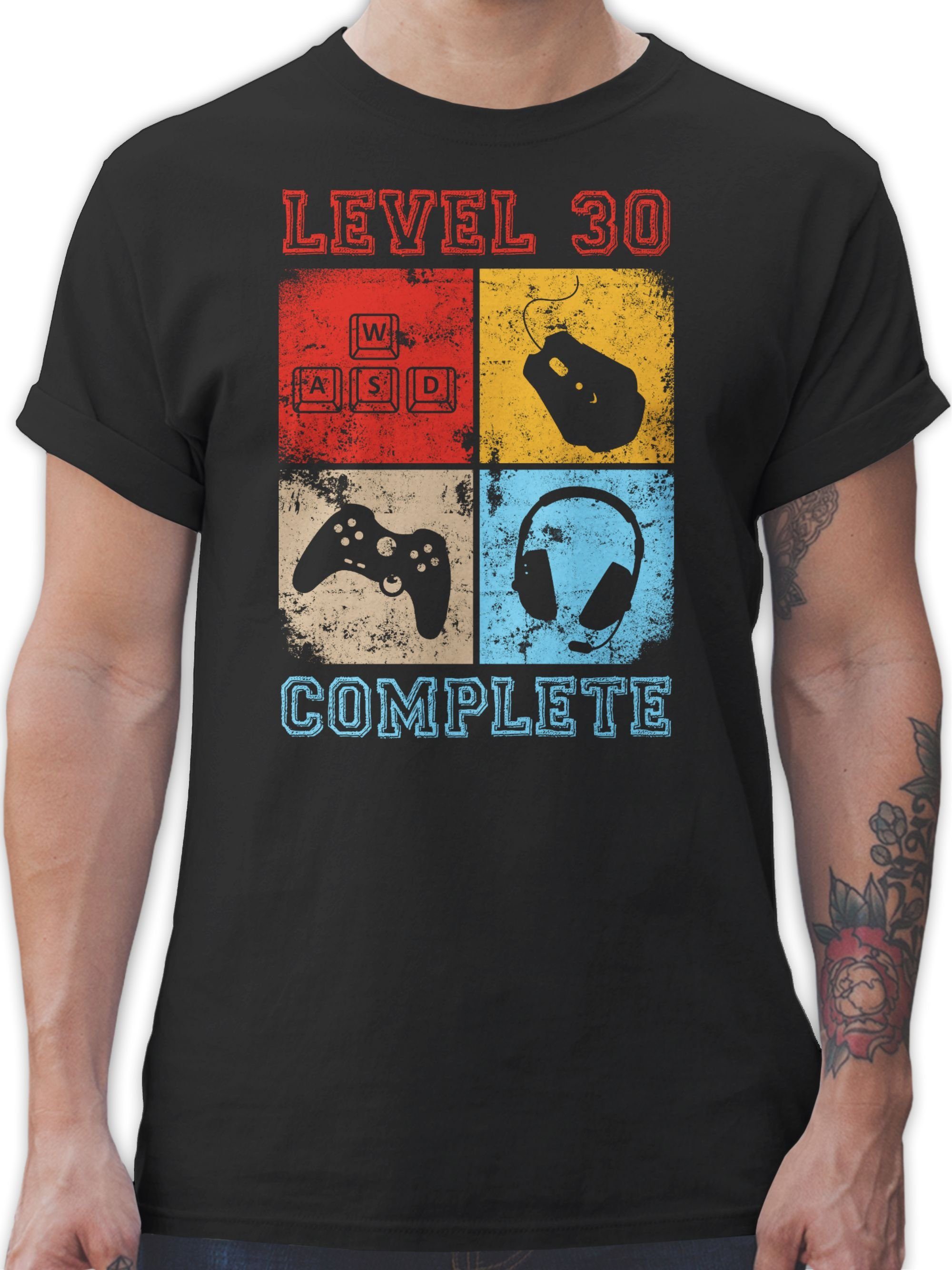 Shirtracer T-Shirt Level 30 Complete Completed 30. Geburtstag 02 Schwarz