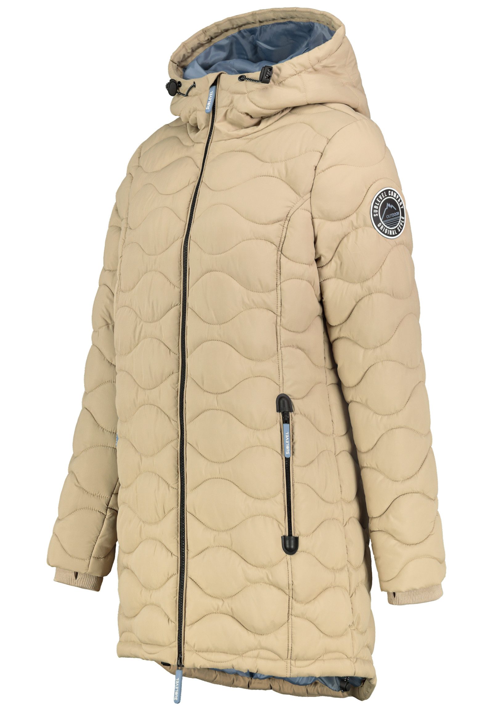 SUBLEVEL Steppjacke Damen Mantel mit Kapuze Parka lange Winter Jacke günstig online kaufen