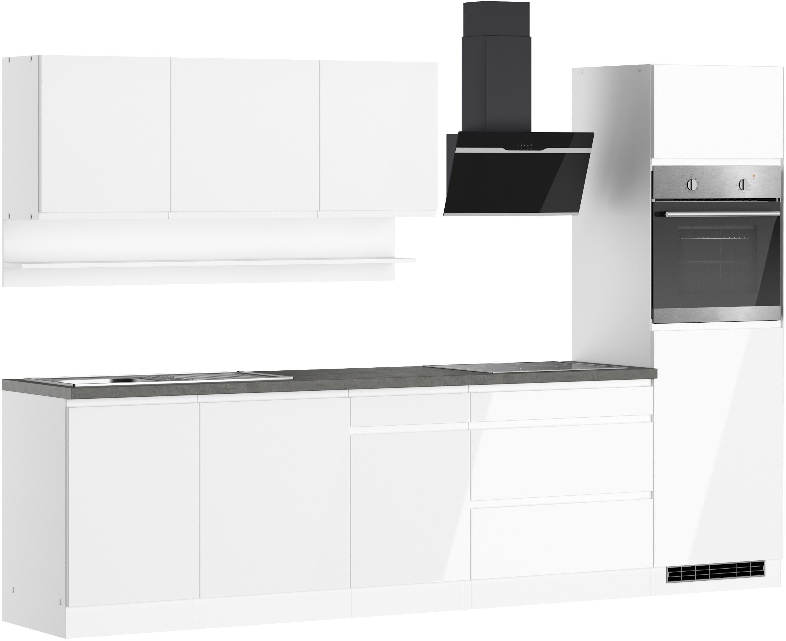 KOCHSTATION Küchenzeile KS-Virginia,neu in verbesserter Ausführung, Breite 300 cm, Soft-Close, wahlweise mit E-Geräten