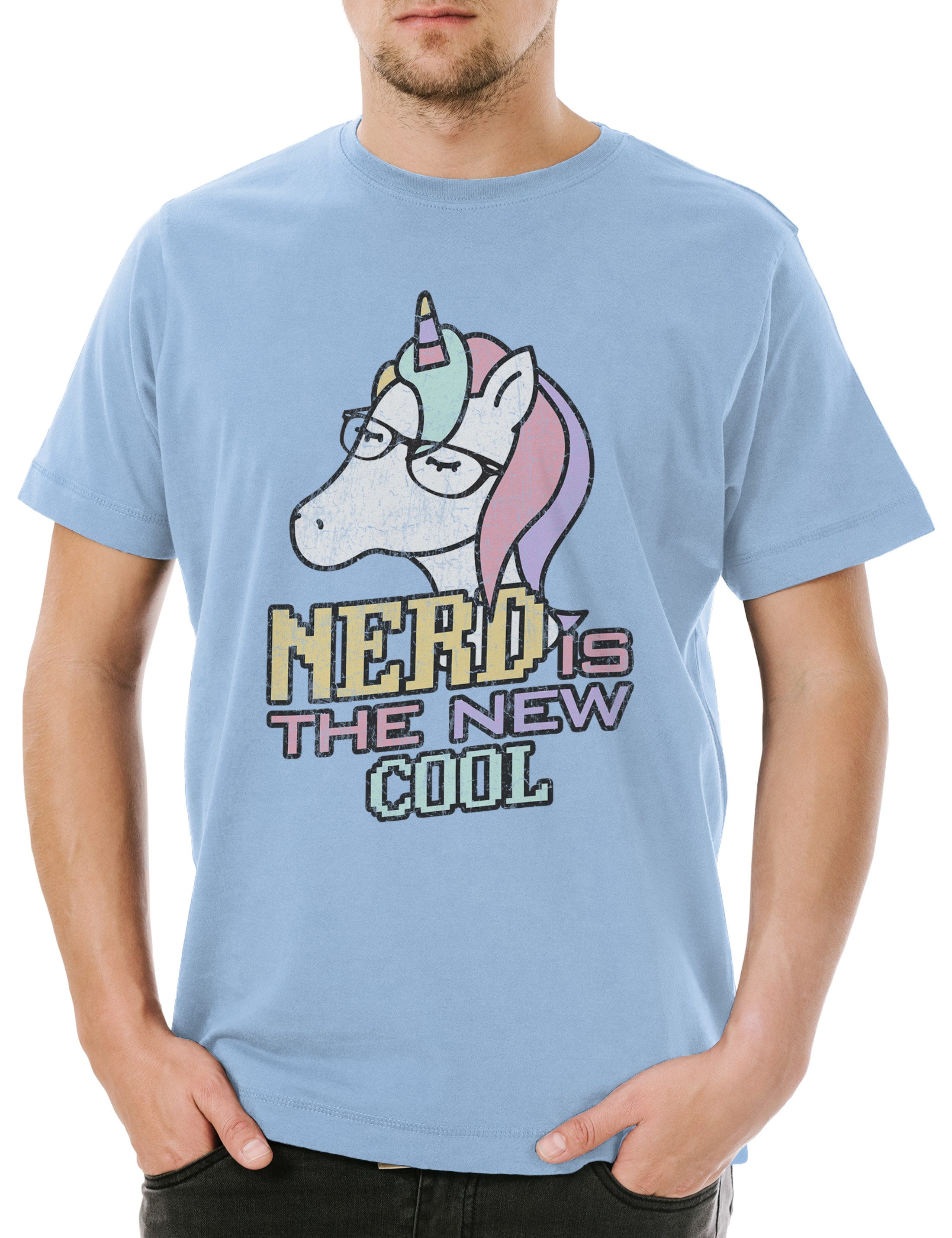 Print-Shirt Urban Backwoods Nerd Is The New Cool Herren T-Shirt Hellblau Größe M