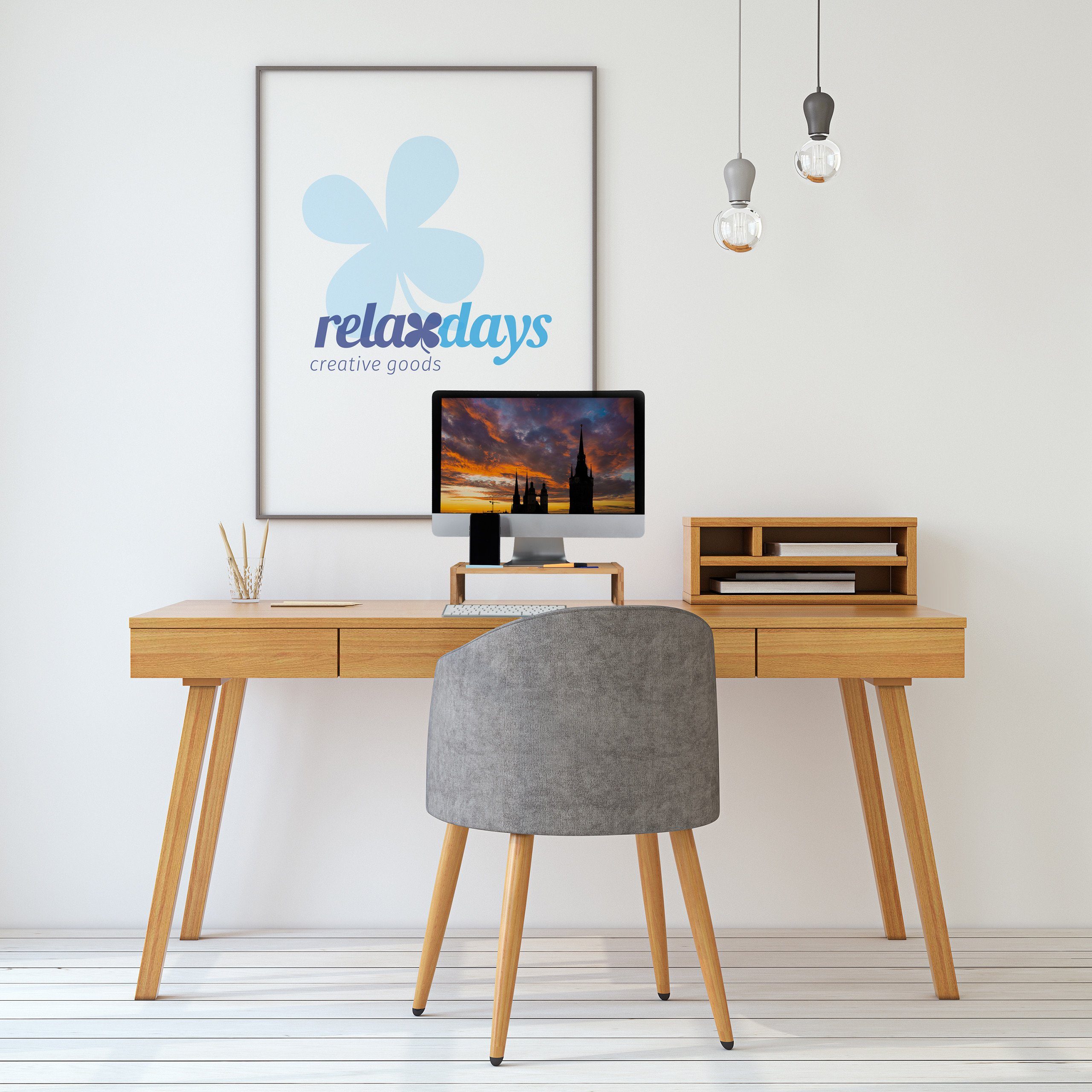 relaxdays Monitorständer aus Bambus, (1-tlg) – Bild 2 von 5