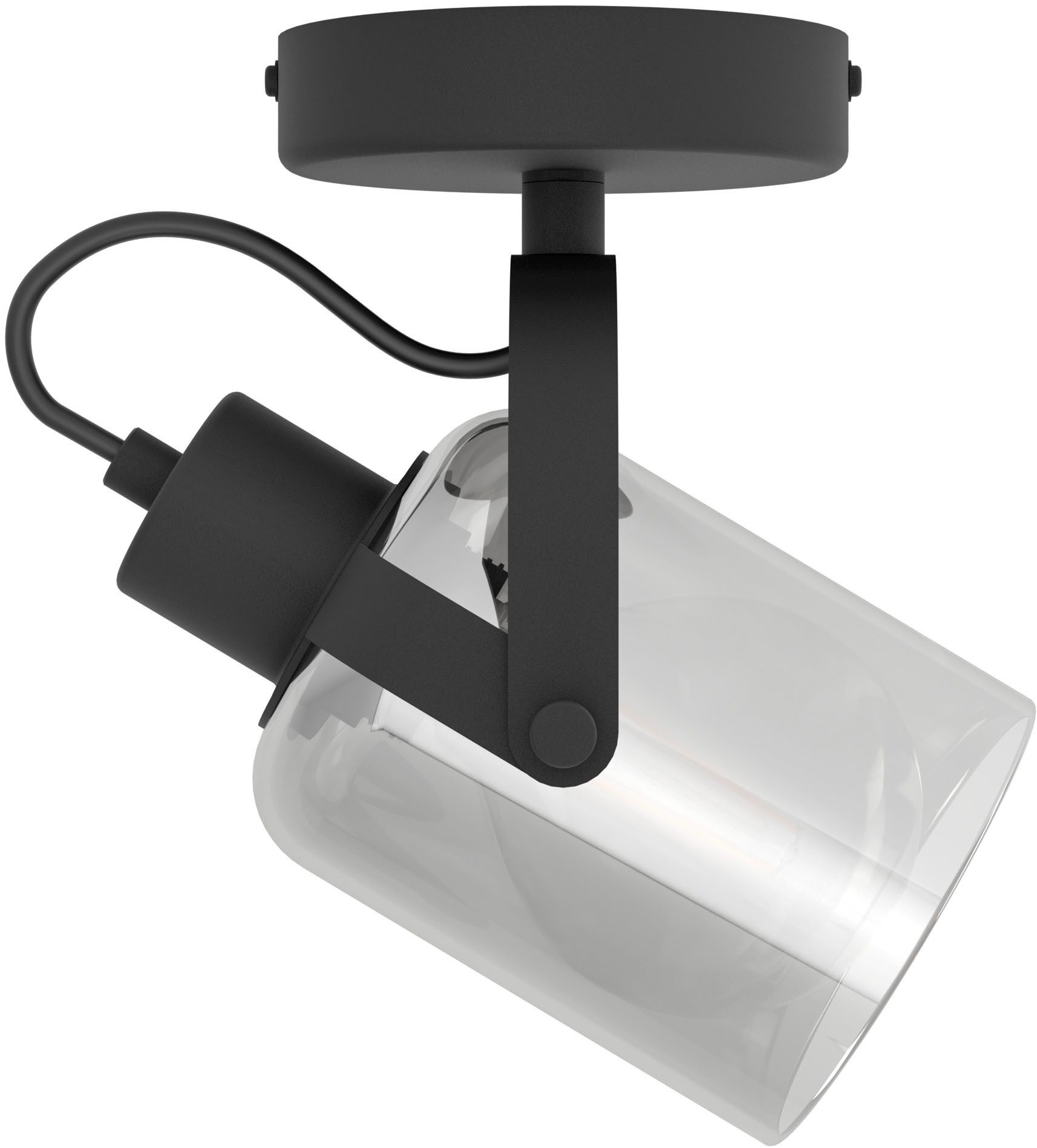 EGLO Deckenspot BERREGAS Spotlampe - Stahl - E27 - 1X28W - IP20, ohne Leuchtmittel, Wandleuchte, Wandspot, schwenkbar, Strahler, Ø11 cm