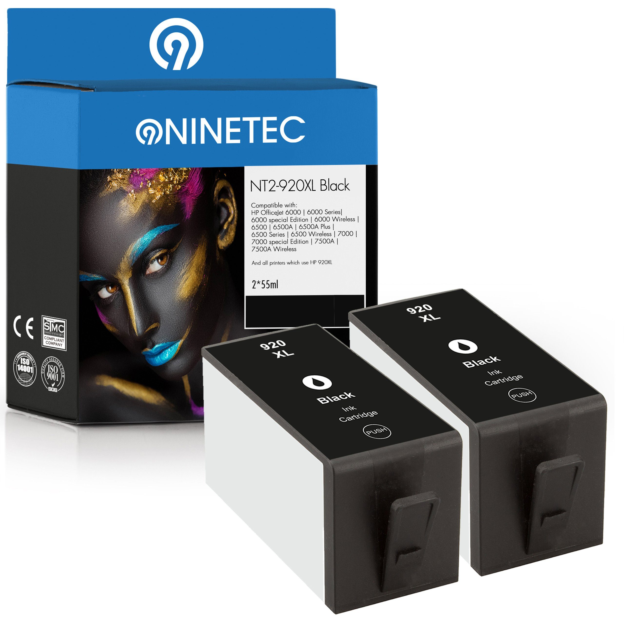 Black NINETEC ersetzt 920 Tintenpatrone XL HP 920XL
