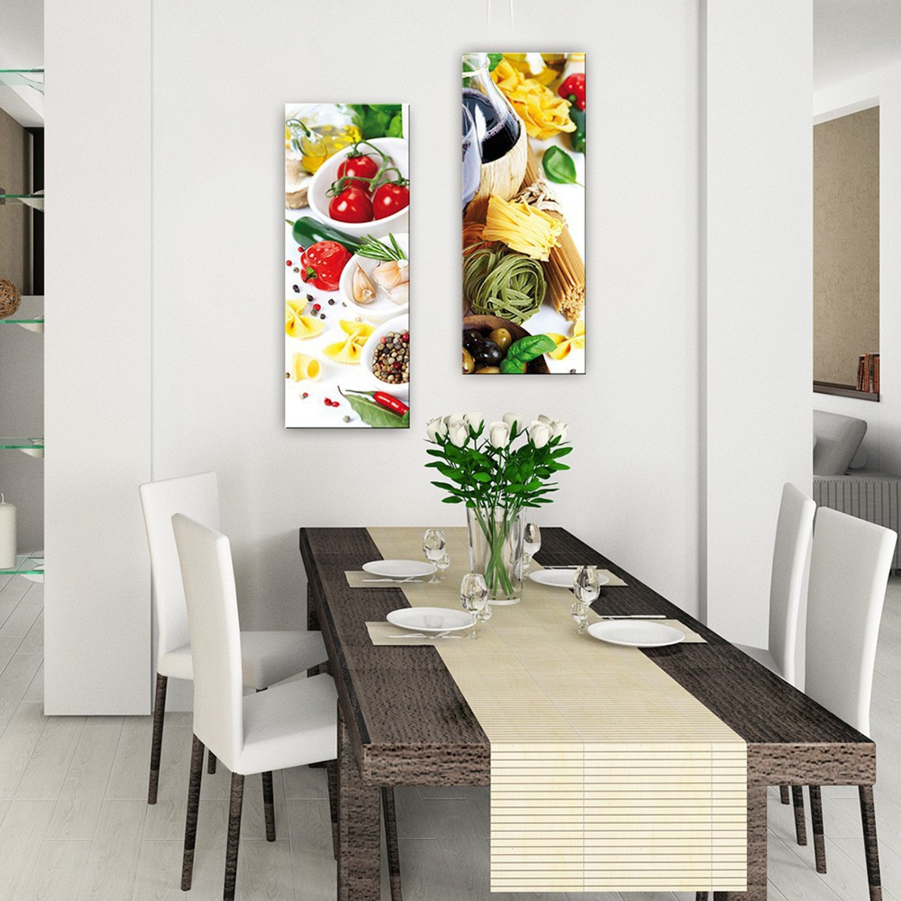 artissimo Küche Küchenbild aus Italien Glasbild Bild I 30x80cm Glasbild Food-Fotografie: Pasta Pasta, italienische Glas
