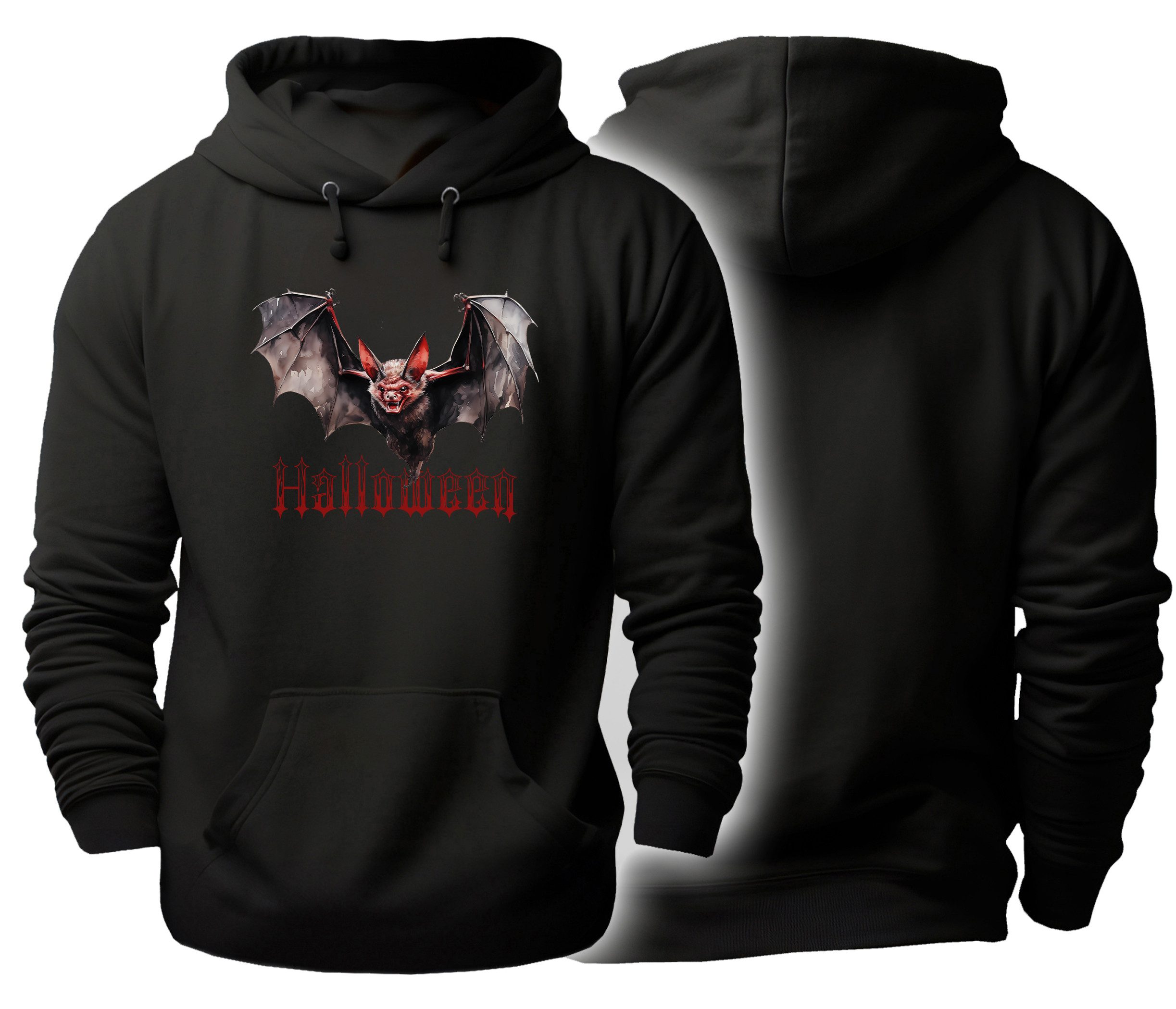 MyDesign24 Hoodie Halloween Kapuzen Pulli - Fledermaus Herren und Damen Kapuzensweater - Halloween Hoodie i443