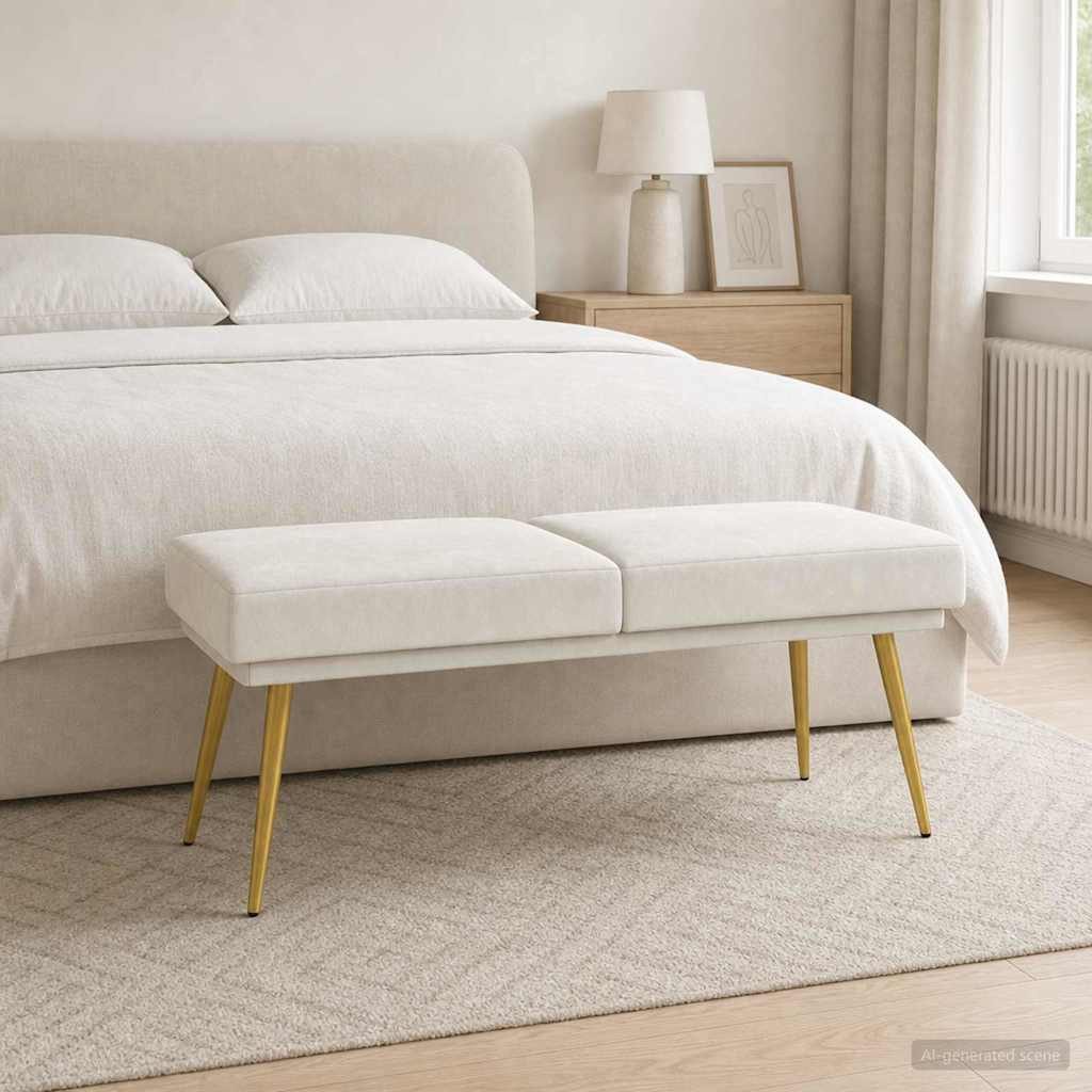 vidaXL Sitzbank Doppellagige Bank Creme 120 x 45 x 46 cm Samt (1-St)