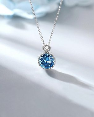 DANIEL CLIFFORD Kette mit Anhänger 'Elea' Damen Halskette Silber 925 mit Anhänger Kristall blau (inkl. Verpackung), größenverstellbare Kette 40cm - 45cm 925 Silber Kristall himmelblau