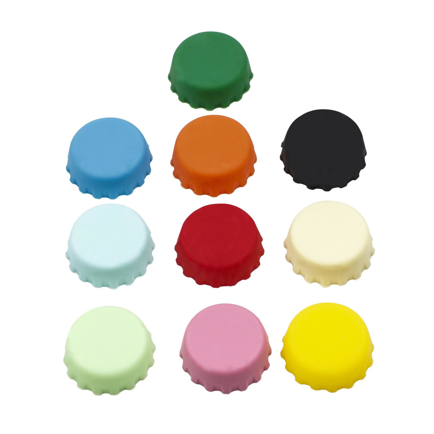 HI Dosenöffner Silikon Kronkorken Flaschenverschluss 10er Set in verschieden Farben