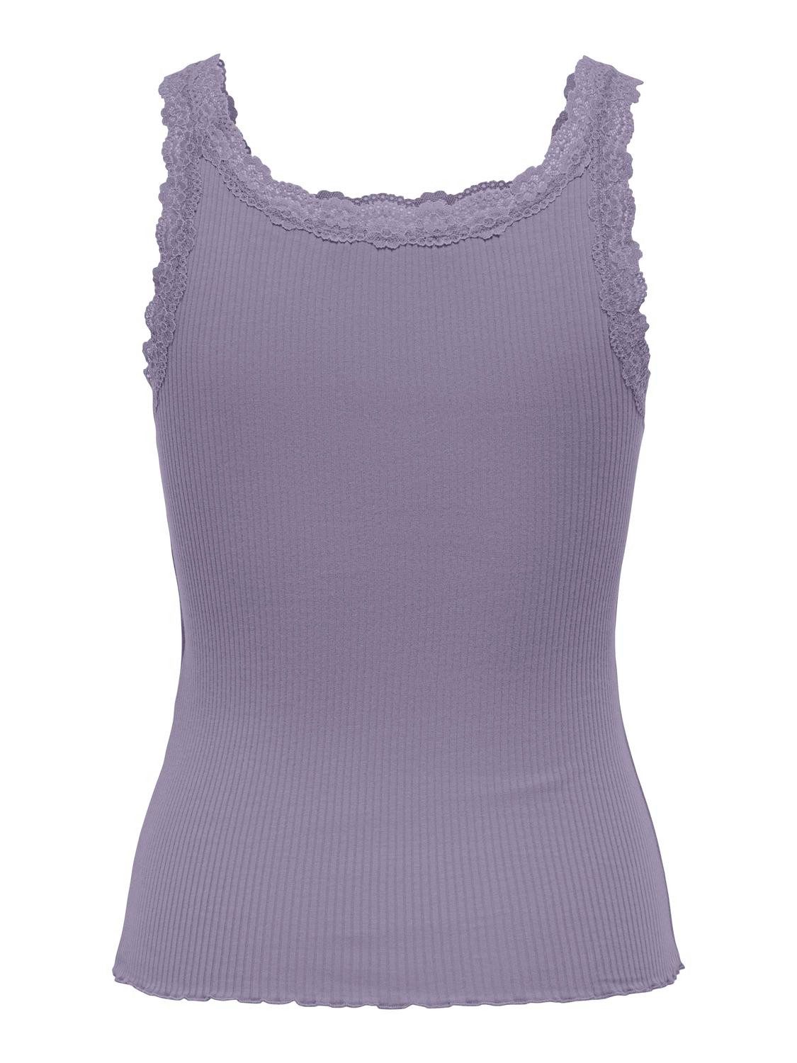 ONLY Tanktop ONLSARA – Tanktop mit Spitzendetail am Ausschnitt Baumwollmischung, regular fit