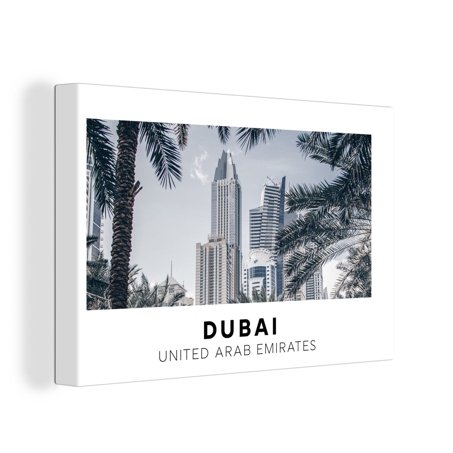 OneMillionCanvasses® Leinwandbild Dubai - Architektur - Palmen, (1 St), Wandbild Leinwandbilder, Aufhängefertig, Wanddeko, 30x20 cm