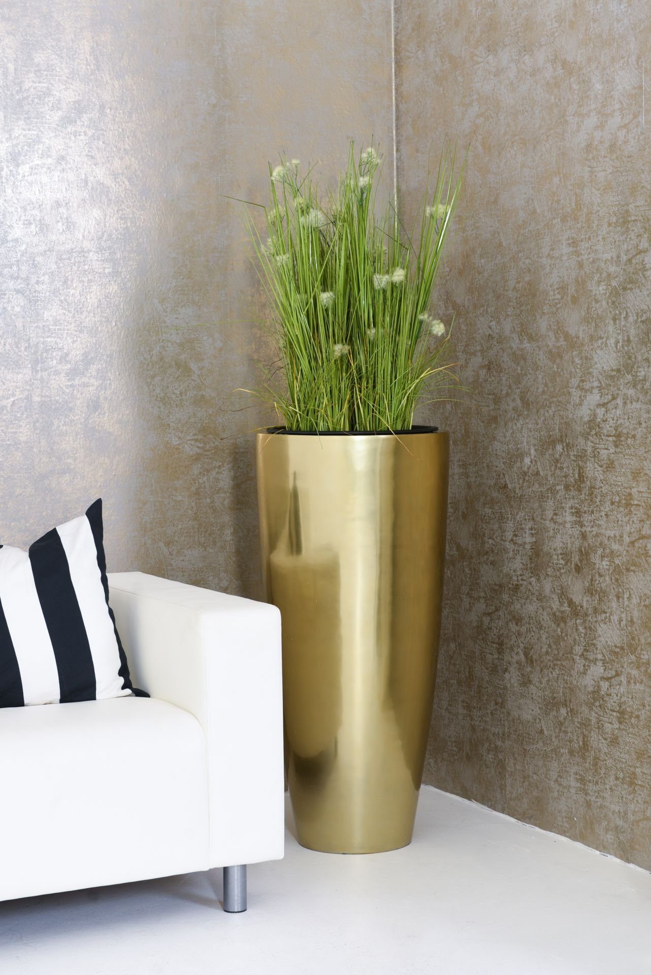 - Blumenkübel Metallic Gold Exklusiver CITY Fiberglas VIVANNO - Pflanzkübel Pflanzkübel