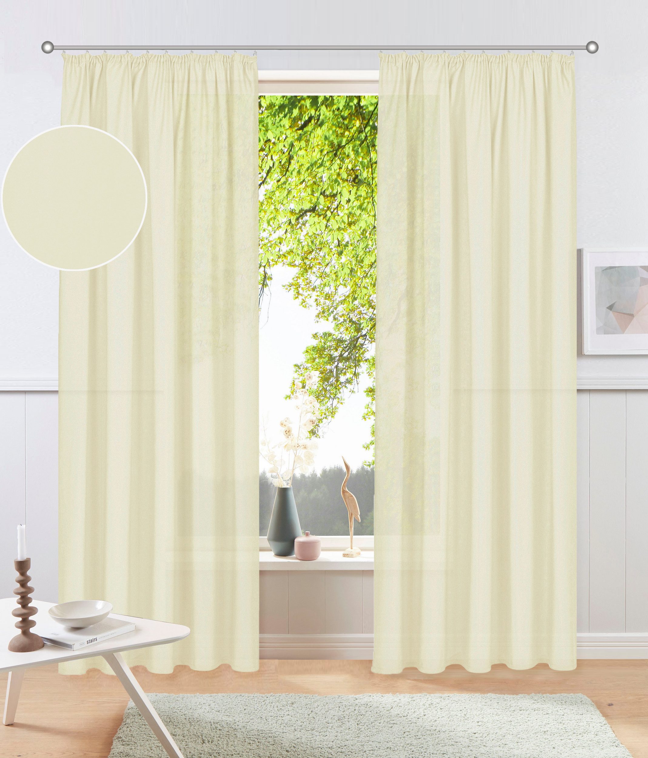 OTTO home Vorhang Raja, Gardinen mit Kräuselband, Vorhänge Wohnzimmer (2 St), Kräuselband, blickdicht, Polyester, 2er-Set, Bestseller, einfarbig, modern, pflegeleicht, Mikrofaser
