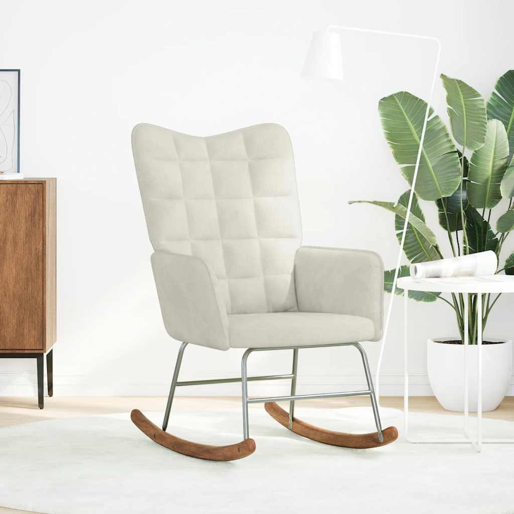 vidaXL Schaukelstuhl Schaukelstuhl Creme Samt (1 St) günstig online kaufen
