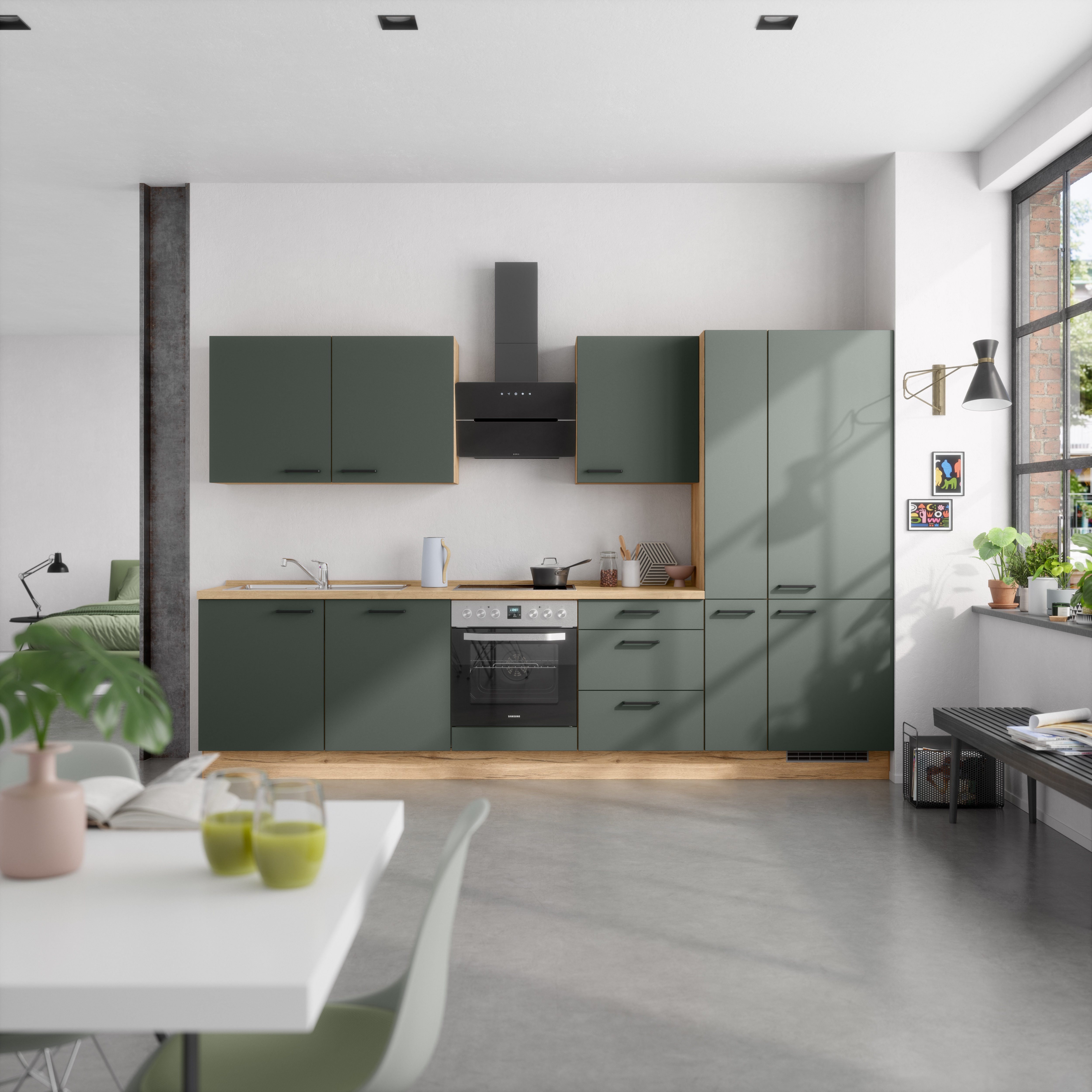 nobilia® Küchenzeile "Easytouch II", NEU: individuell anpassbar mit gratis Profi-Beratung, vormontiert, Breite 330 cm, Ausrichtung wählbar, wahlw. mit E-Geräten