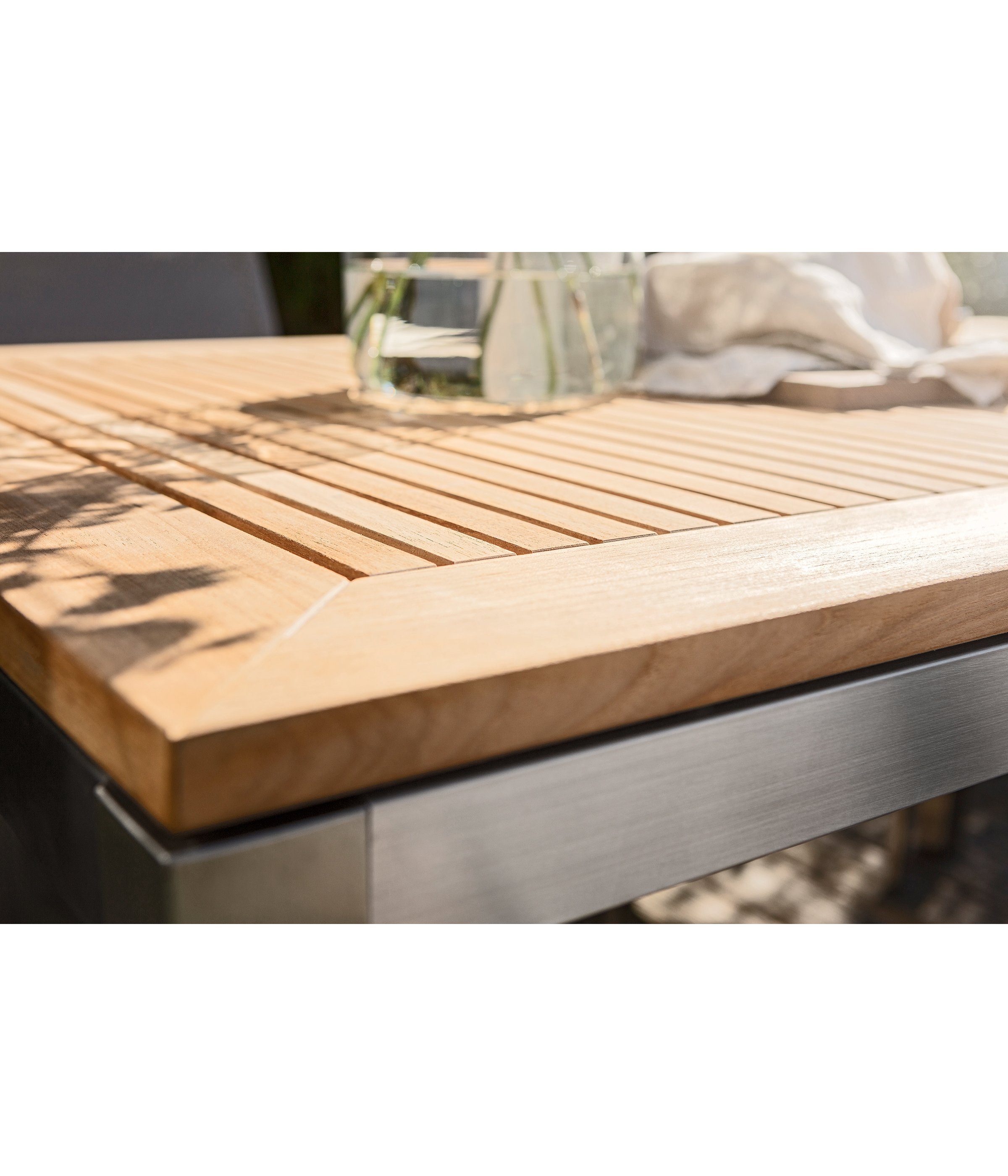 75 Holz/Edelstahl, Gartentisch elegantem x x 152 und Gartentisch 90 Dehner Teakholz aus Edelstahl cm, FSC® Toulouse, FSC®-zertifiziertem