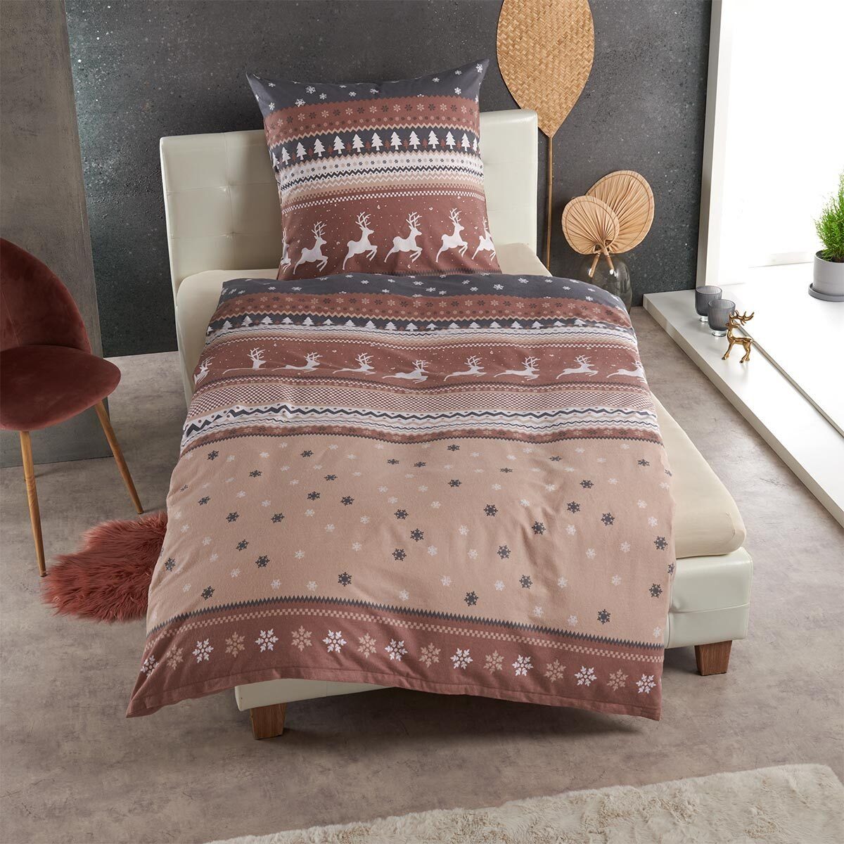 TRAUMSCHLAF Bettwäsche Hirsche, Biber, 2 teilig, hochwertige Biber Qualität günstig online kaufen