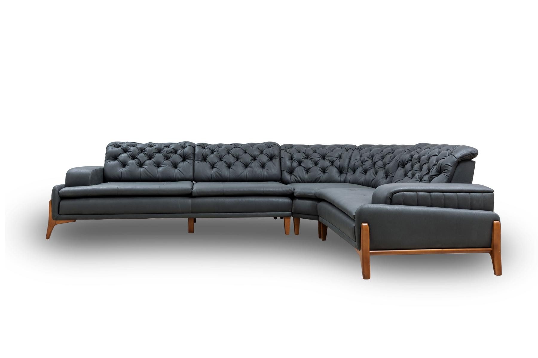JVmoebel Ecksofa Modernes graues L-Sofa mit Soundsystem aus Kunstleder, 1 Teile, Made in Europa