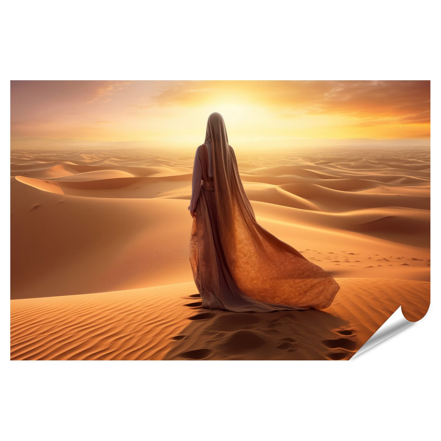 Poster Frau Stehend Weite Wüste Landschaft Bilder