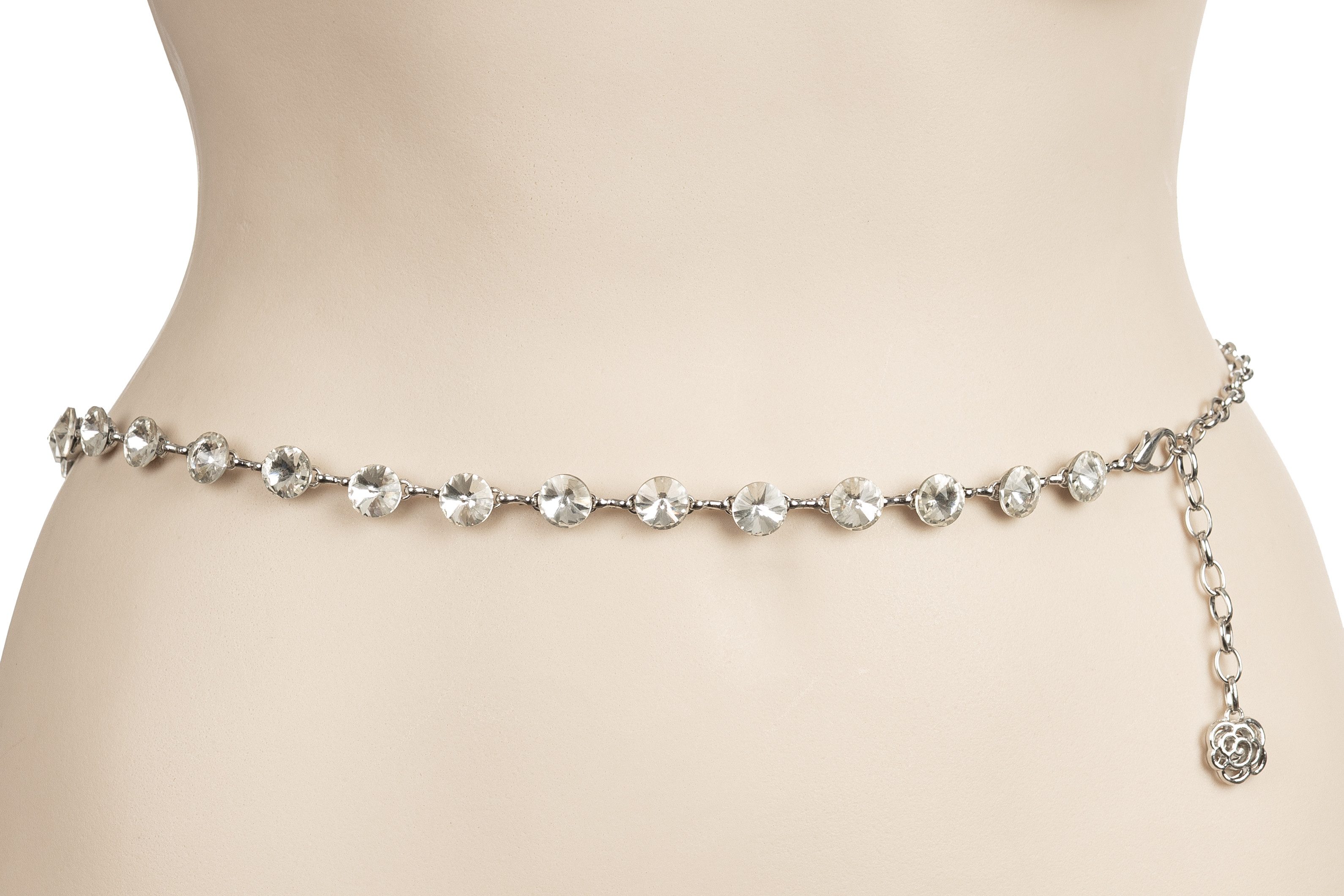 Cassandra Accessoires Kettengürtel Damen Silber Taillenkette Hüftkette mit funkelnden Straßsteinen