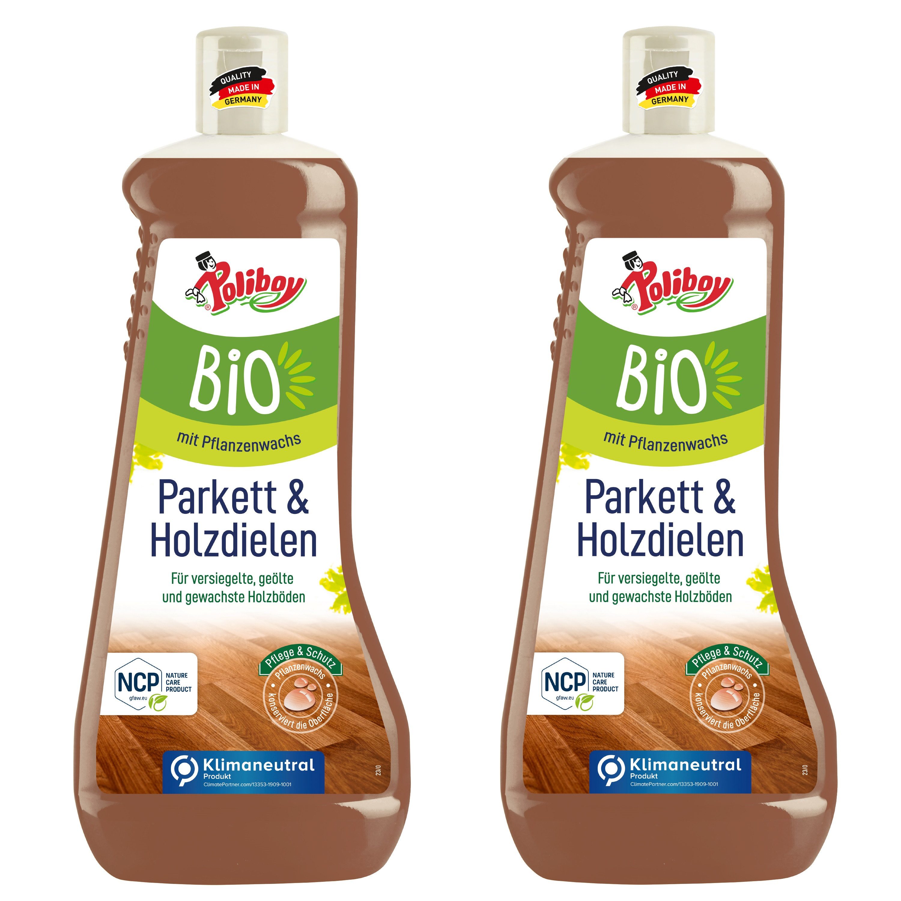 poliboy - 2x1 Liter - Bio Holzdielen Pflege Parkettreiniger (Pflege und Schutz für wertvolle Holzböden - Made in Germany)