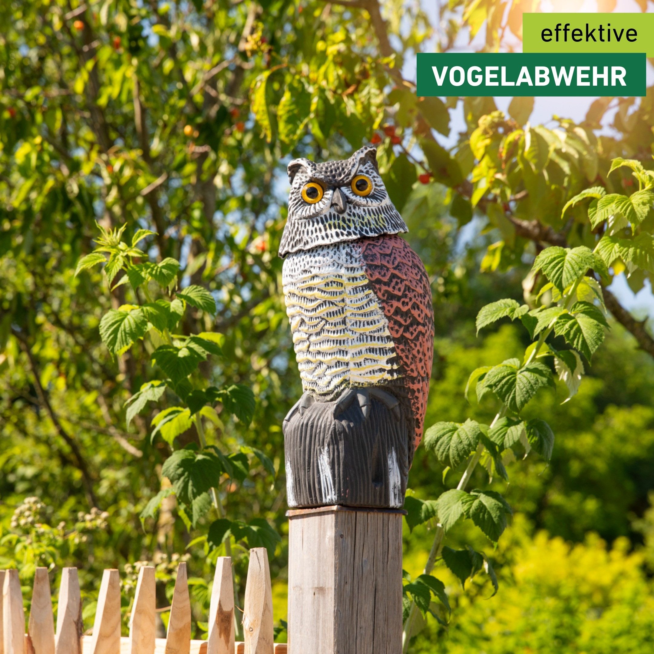 Windhager Vogelattrappe Scary Owl 40 x 15 cm, Vogelabwehr Eule mit Wackelkopf, (1-St), wetterfester Taubenschreck – Bild 5 von 5