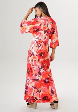 Aniston SELECTED Sommerkleid mit malerischem Druck und weiten 3/4-Ärmeln - NEUE KOLLEKTION