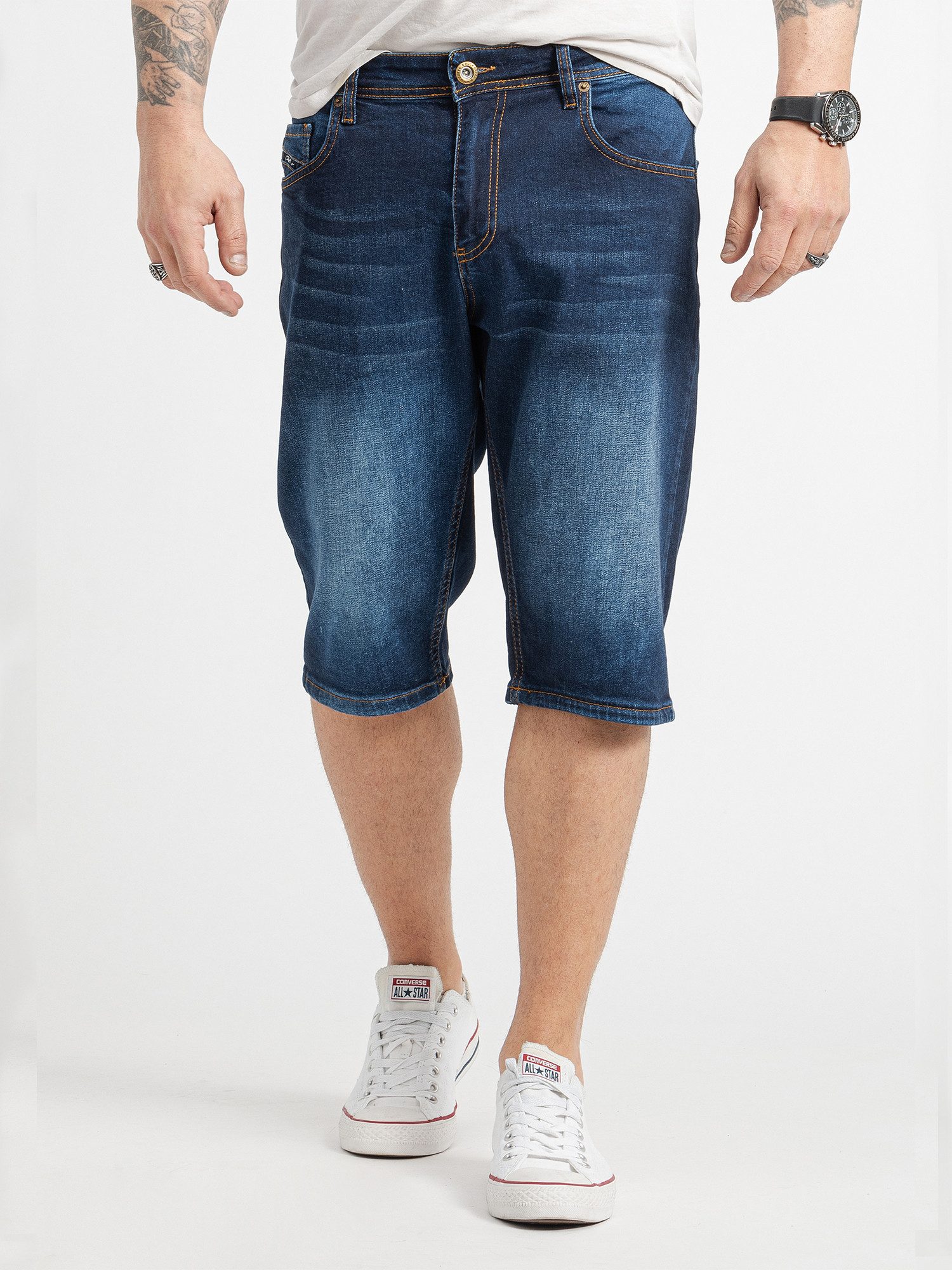 Bermudas Herren Shorts Jeansshorts Denim Dunkelblau RC-2423