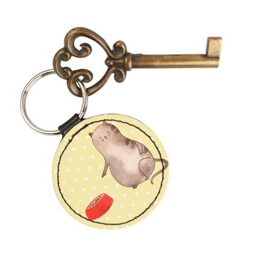 Mr. & Mrs. Panda Schlüsselanhänger Katze Fressen - Gelb Pastell - Geschenk, Schlüsselanhänger, Katzenpro (1-tlg), Elegantes Accessoire