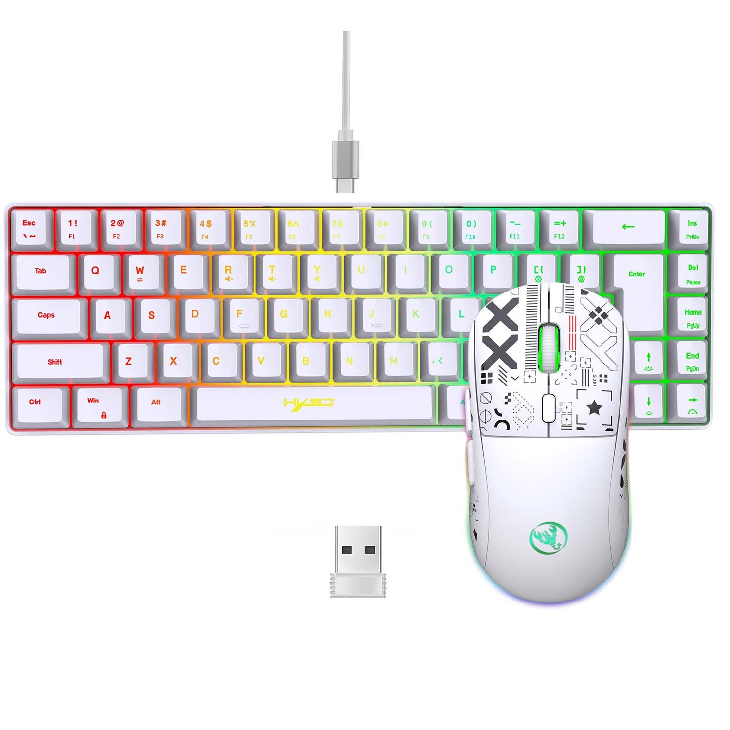 60% Mini Tastatur Maus Set Ergonomisches RGB-Hintergrundbeleuchtung Tastatur- und Maus-Set