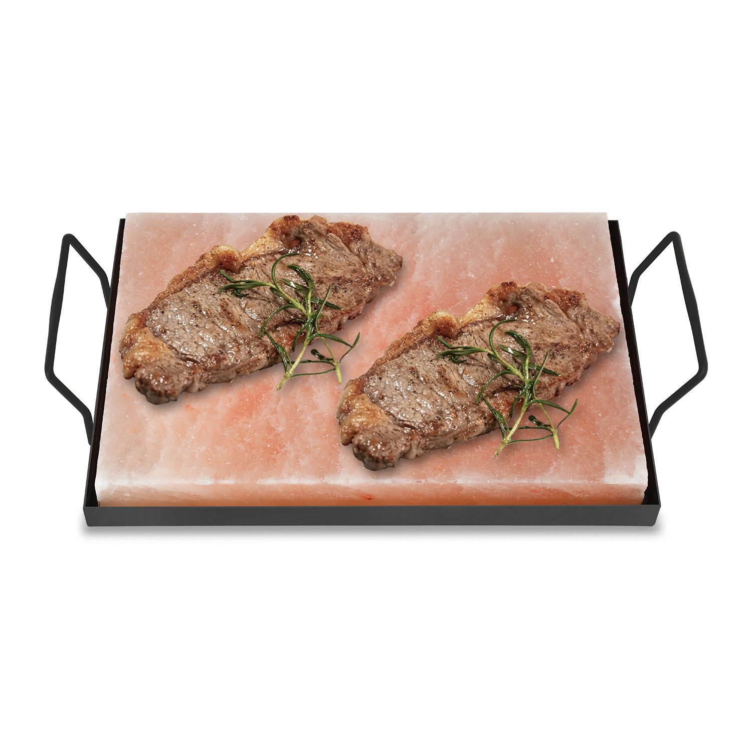 Clanmacy Grill-Salzstein Salzstein mit Halter 30x20x3cm Hochwertiger CHEF Set Fisch BBQ (1-St)