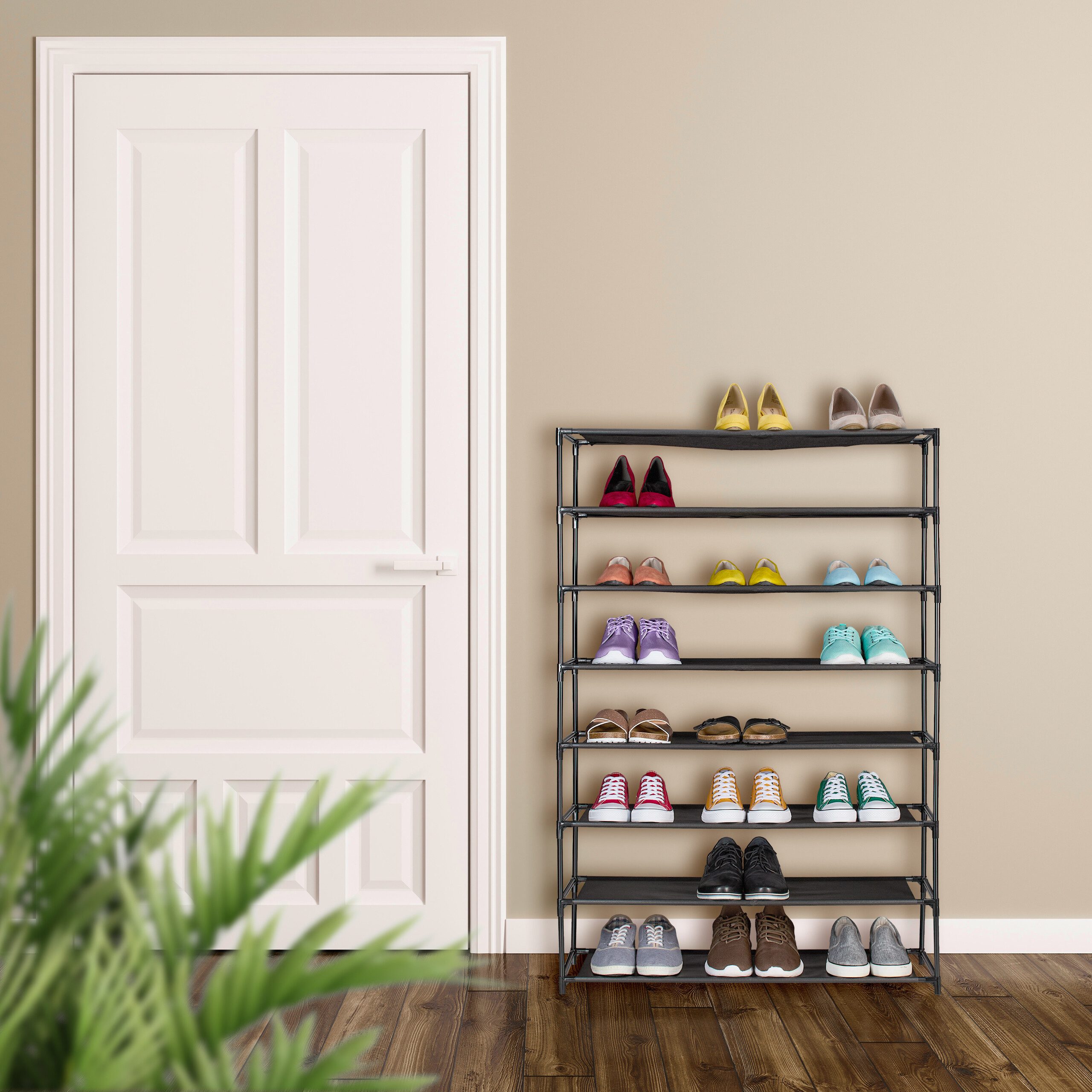 relaxdays Schuhregal mit Stoffebene, 8 Ebenen günstig online kaufen