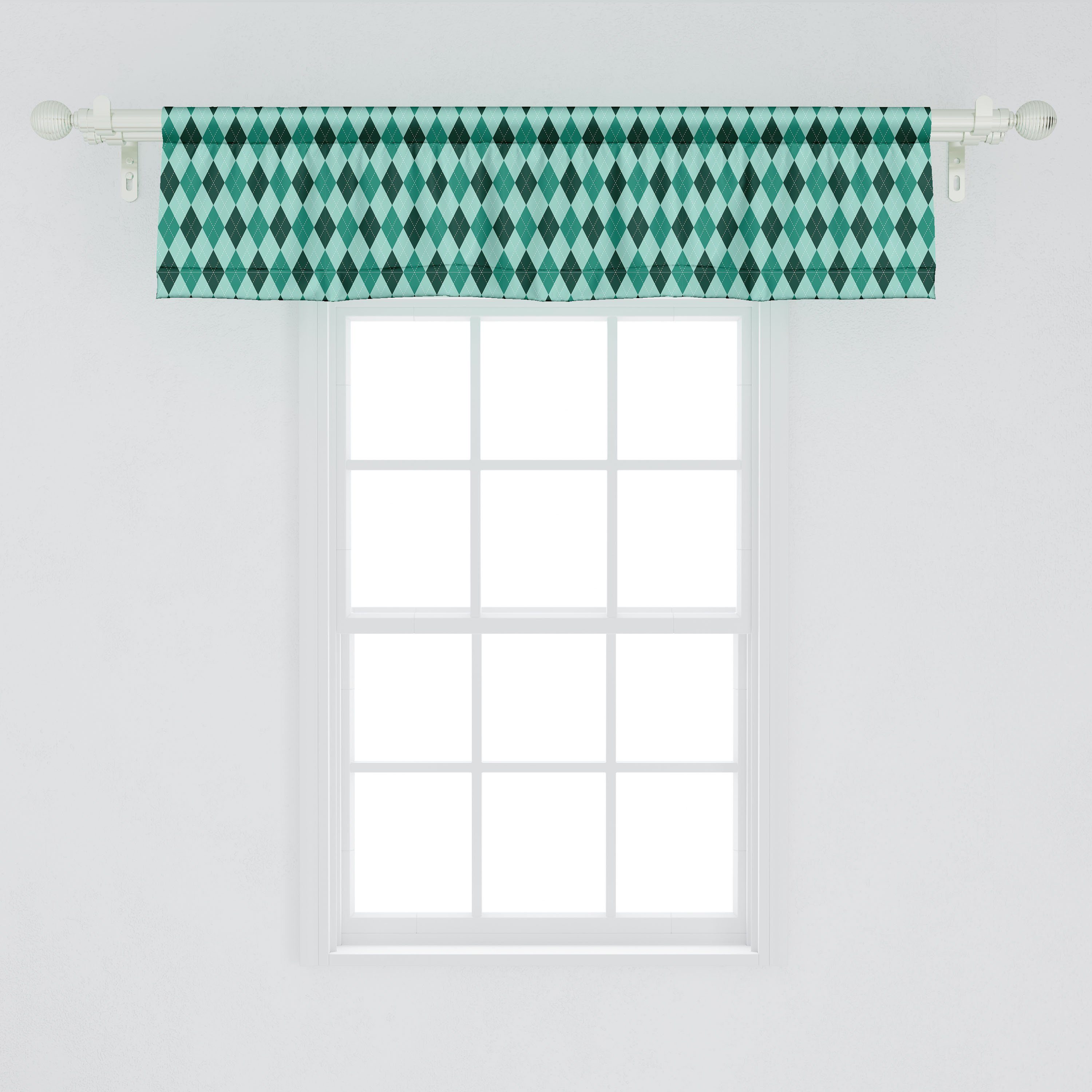 Küche Pattern Abakuhaus, Dekor Dunkelgrün mit Schlafzimmer Vorhang Argyle Scheibengardine für Volant Inspired Microfaser, Stangentasche,
