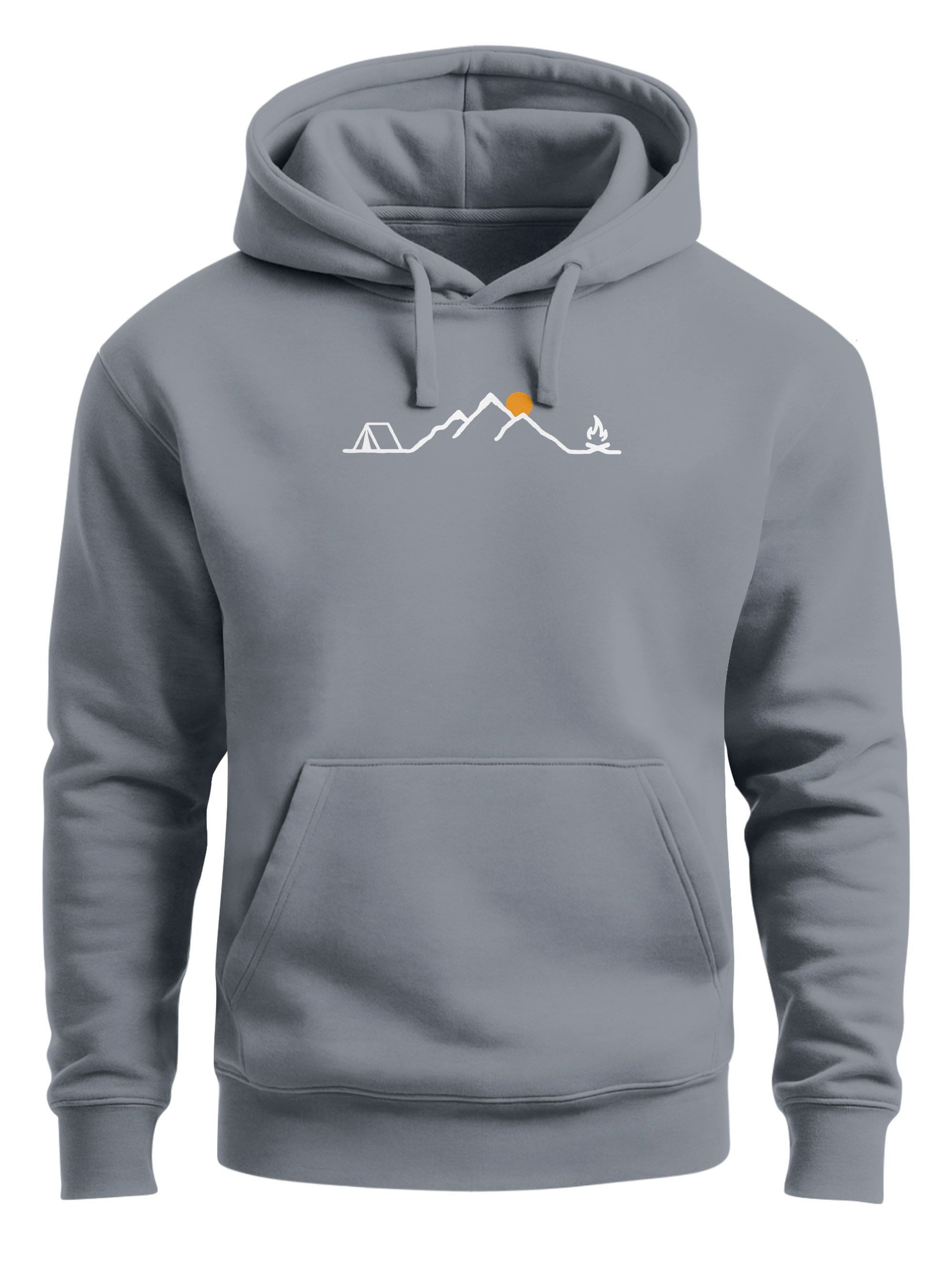 Hoodie Herren Hoodie Camping Line Art Kapuzensweatshirt mit Outdoor Symbolen