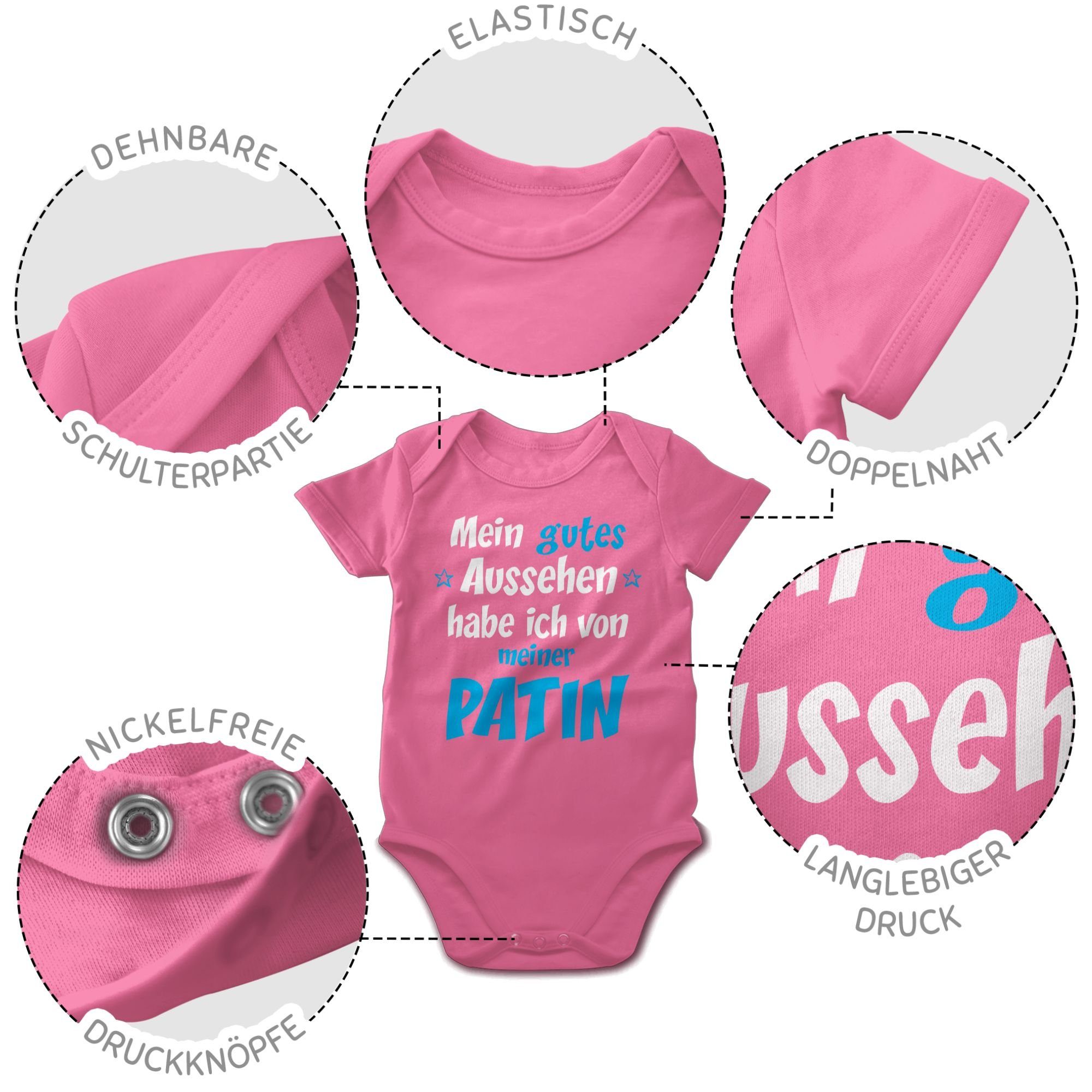 Shirtracer Baby Pink - Patentante Shirtbody Junge Patin 2 Aussehen blau/weiß Gutes